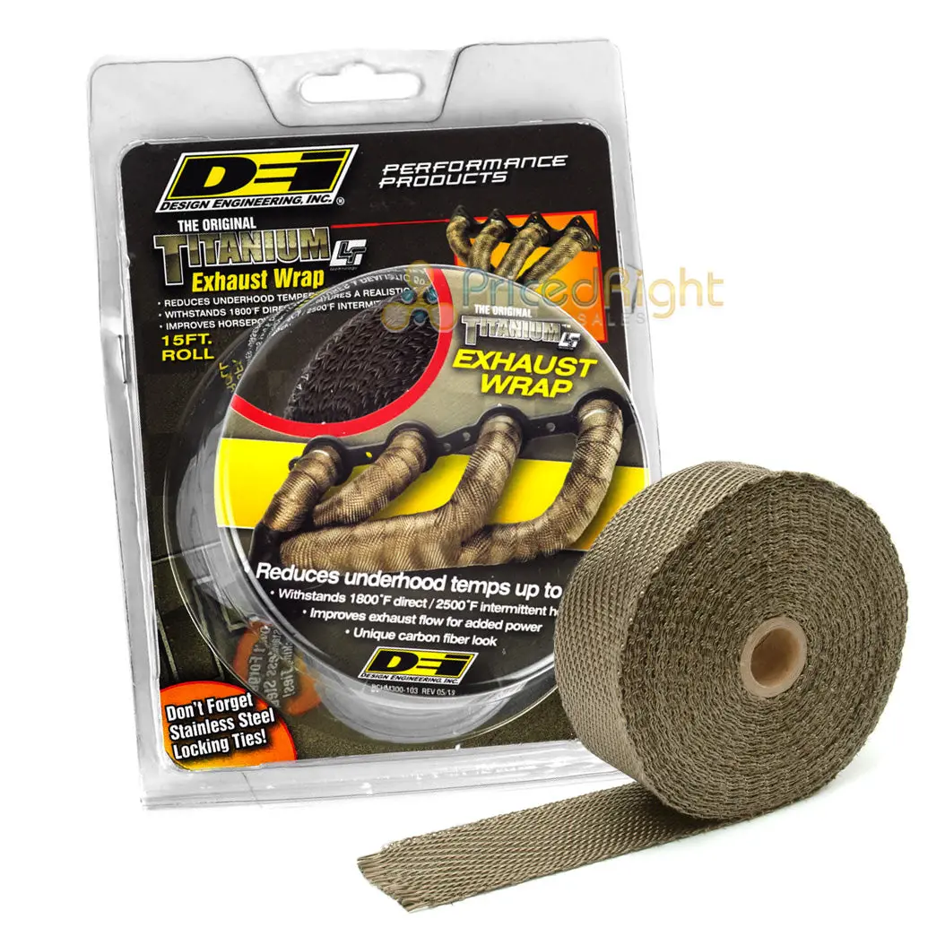 Titanium Exhaust Header Pipe Heat Wrap 2" X 15' Roll 2500°F Dei 010129 Hi Temp 1