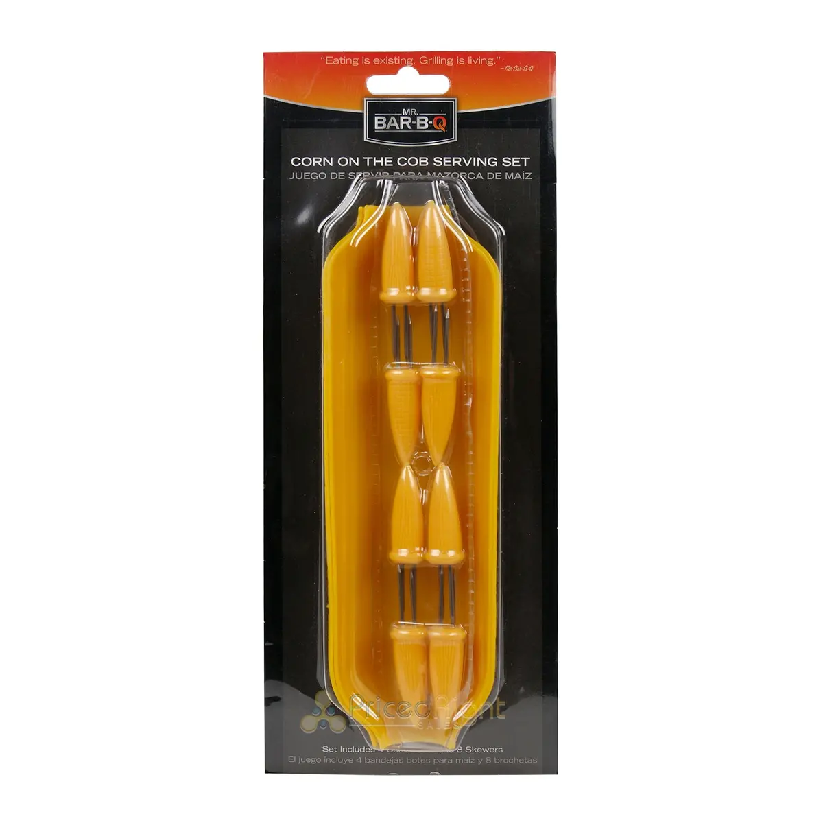 Mr Bar-B-Q Corn On The Cob Serving Set Four Boats Eight Skewers Plastic Yellow 1