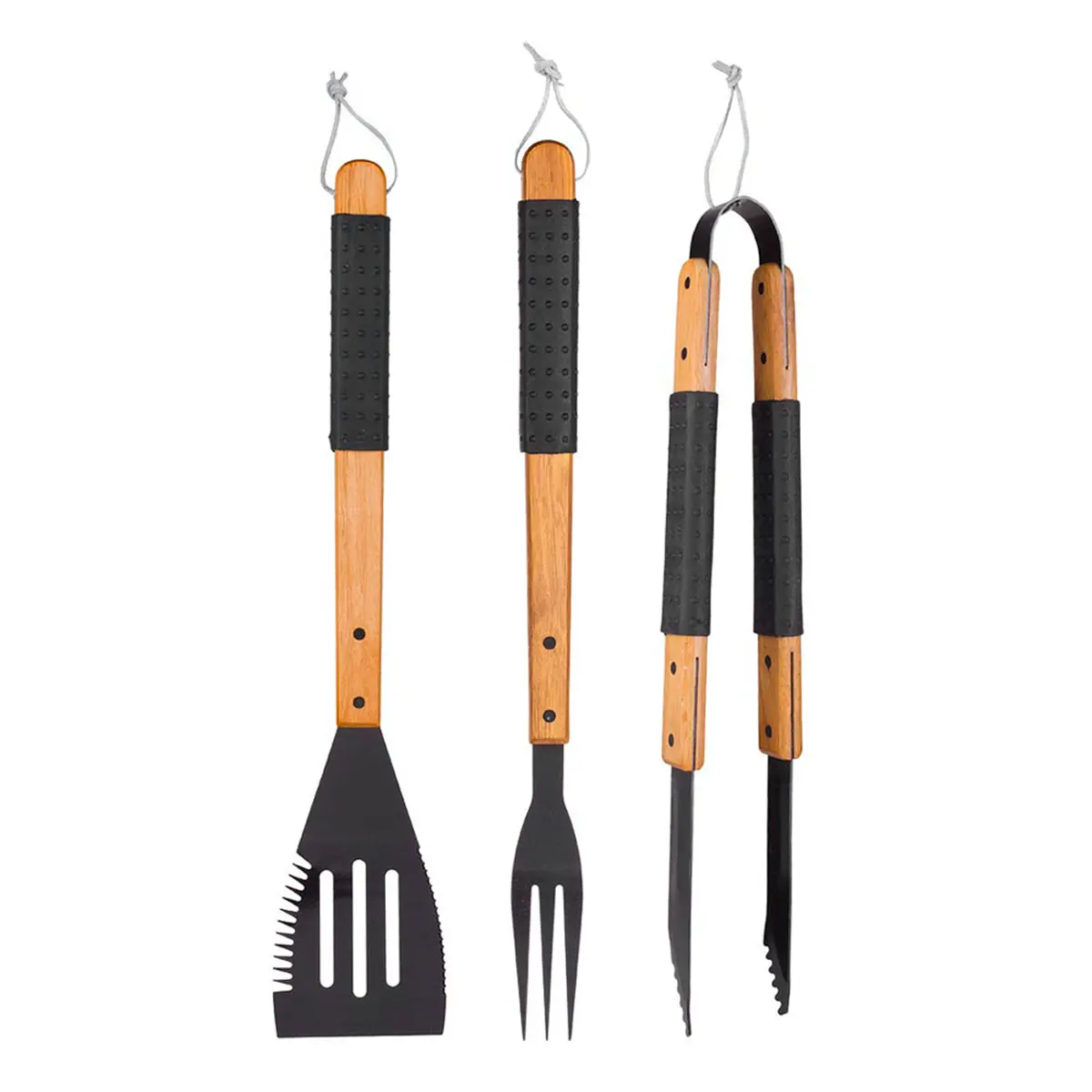 Mr Bar-B-Q 3-Piece Sure Grip Bbq Tool Set W/ Rubber Handles & Non-Stick Coated 1