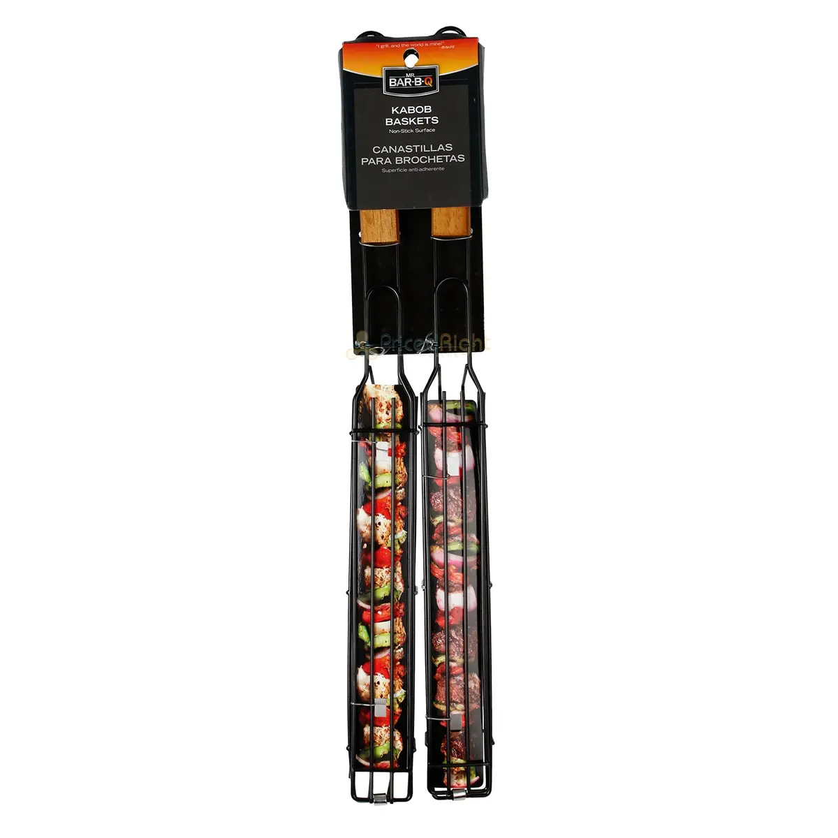 Mr Bar-B-Q Kabob Grilling Baskets 10.5 Inch Non-Stick Coated With Wood Handles 1
