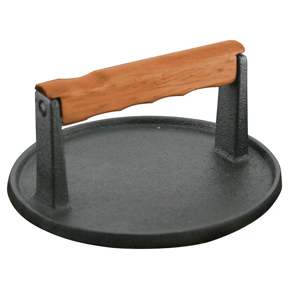 Mr. Bar-B-Q Cast Iron Grill Press Round With Rosewood Handle 06681Y 1