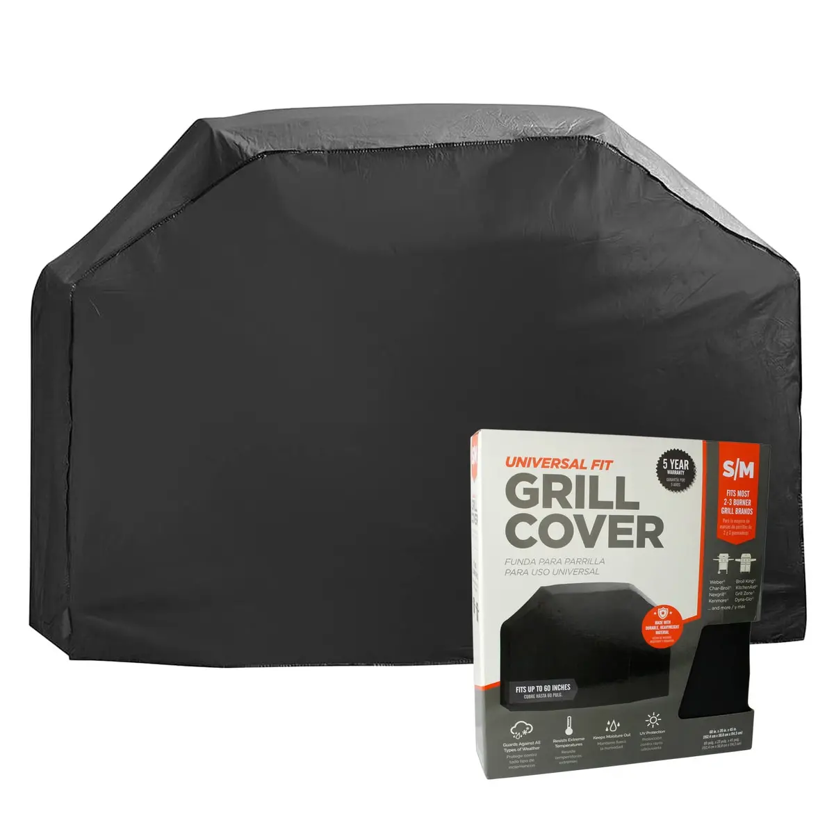 Universal Fit Small/Medium Grill Cover Durable Weather Resistant 60X20x45 Black 1