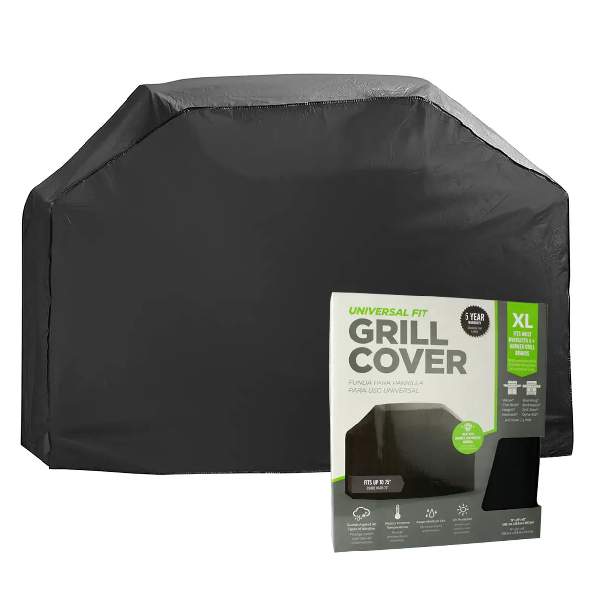 Universal Fit X-Large Grill Cover Durable Weather Resistant 60X20x45" Black 1