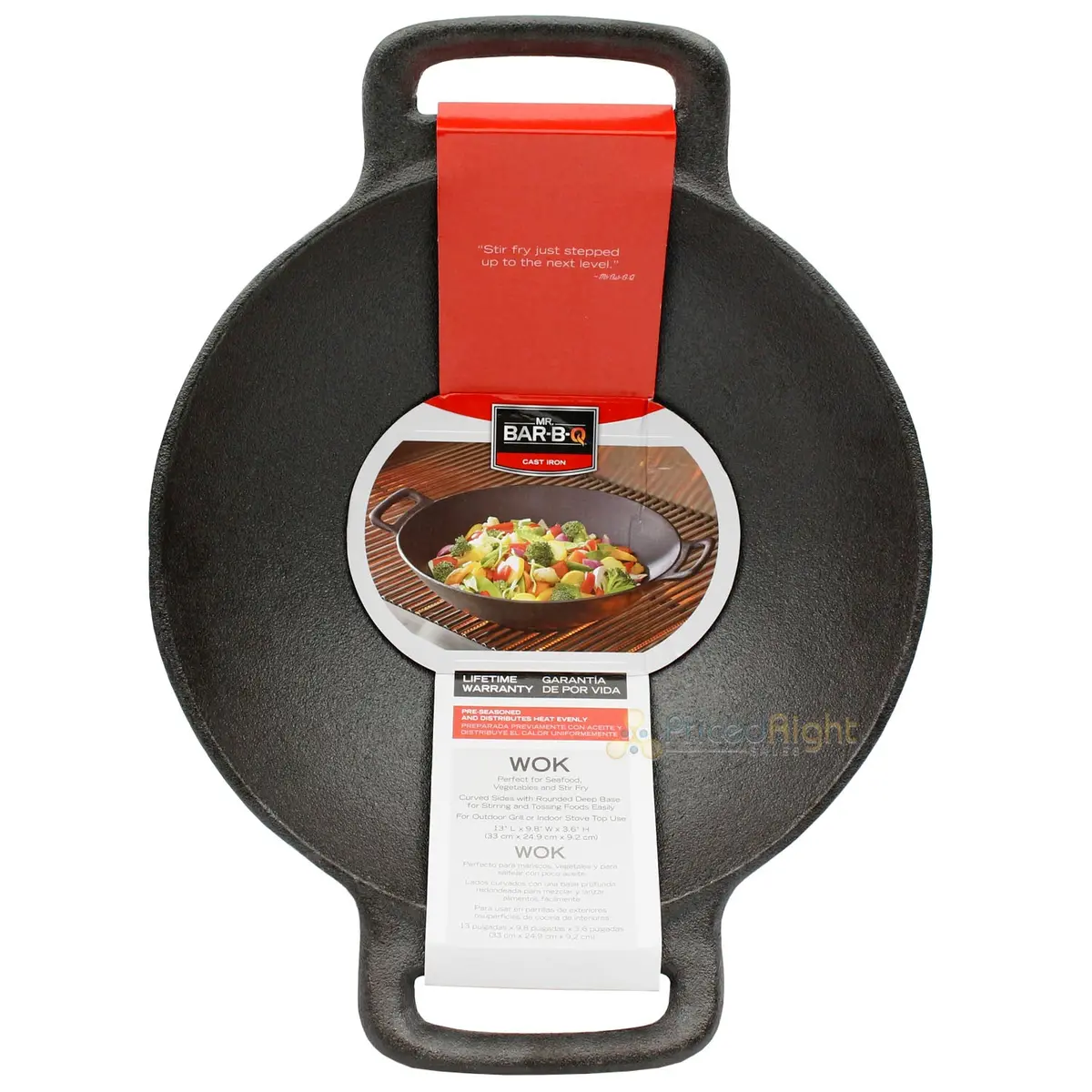 Mr Bar-B-Q 10" Cast Iron Pre Seasoned Curved Wok Outdoor And Indoor Use 08124Y 1