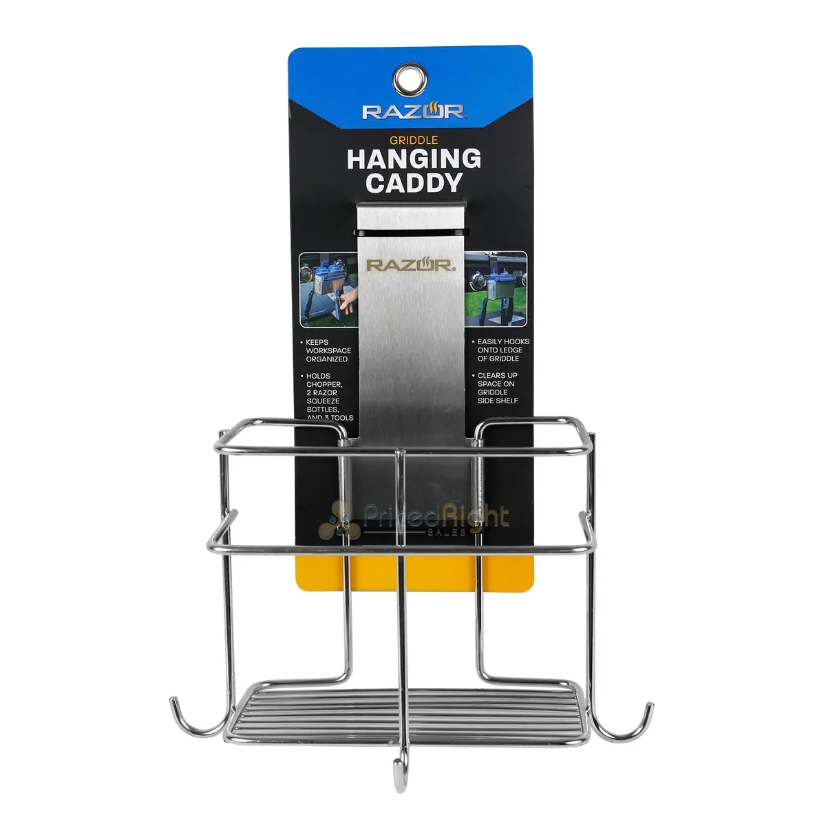 Razor Griddle Hanging Caddy Tool Organizer Stainless Steel With 3 Hanging Hooks 1