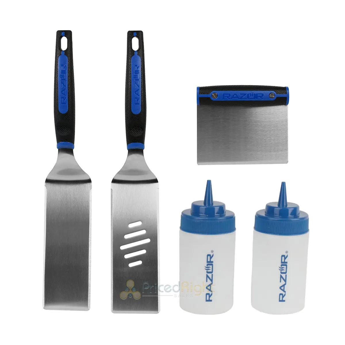 Razor 5 Piece Griddle Kit With Chopper/Scraper, 2 Spatulas, 2 Squeeze Bottles 1