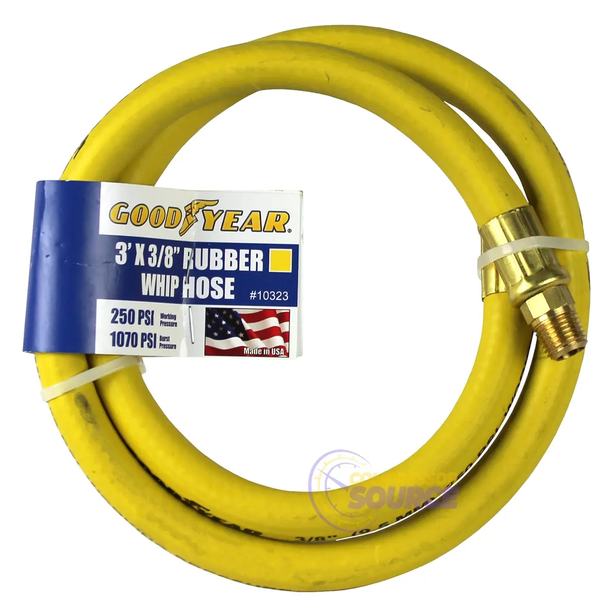Goodyear Rubber Hose Whip 3' Ft. X 3/8" In. 250 Psi Air Compressor Lead 10323 1