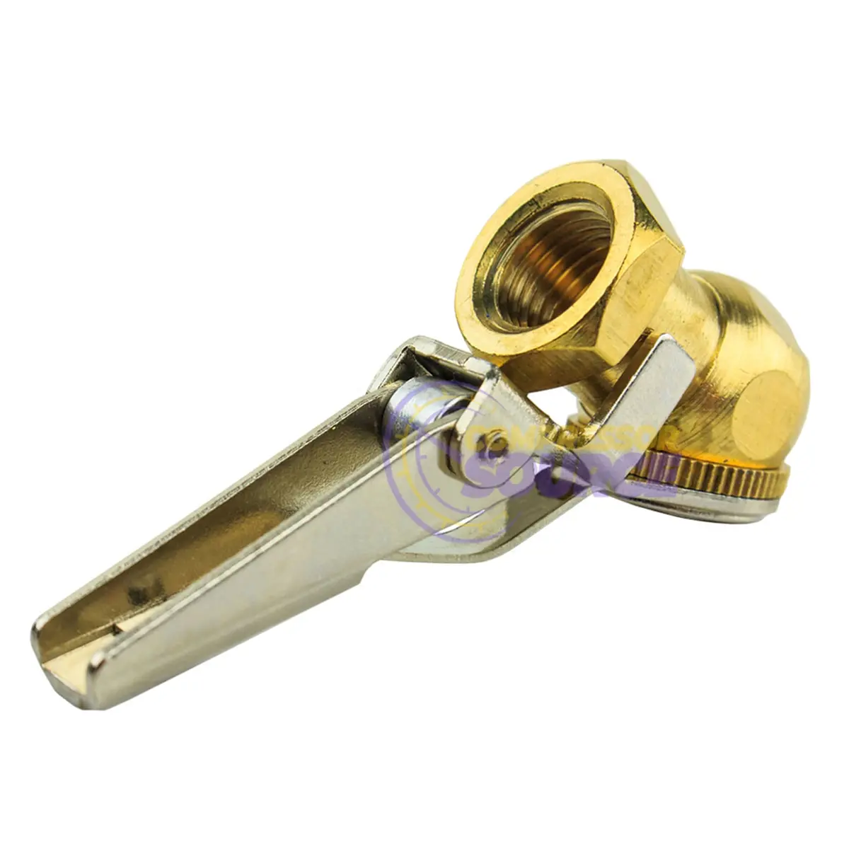 Grip Tools 1/4" Npt Brass Air Chuck Tire Inflator Locking Air Hose Attachment 1