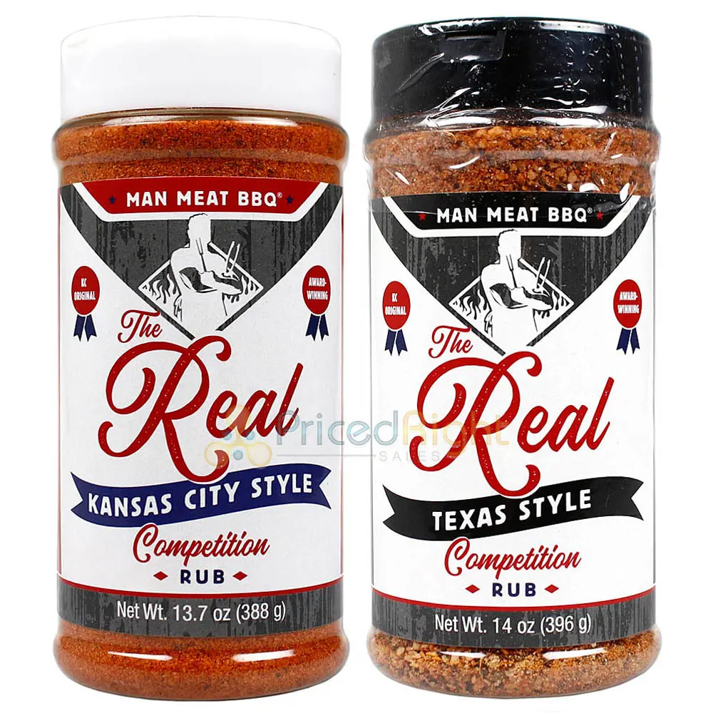Man Meat Bbq 2 Pack Kc Style Competition Rub 13.7 Oz & Texas Style Rub 14 Oz 1