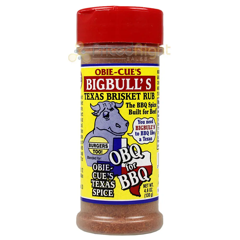 Obie Cue's Texas Brisket Rub Bigbull's Beef Steaks Burgers 4.6 Oz Shaker Bottle 1