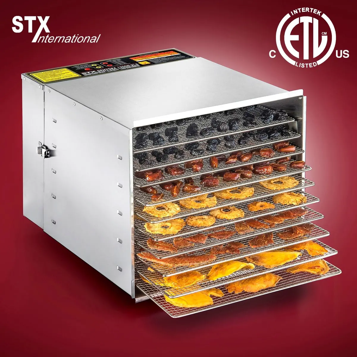Dehydra 1200W Stainless Steel Food Dehydrator 10-Tray 165°F Jerky Safe Design 2