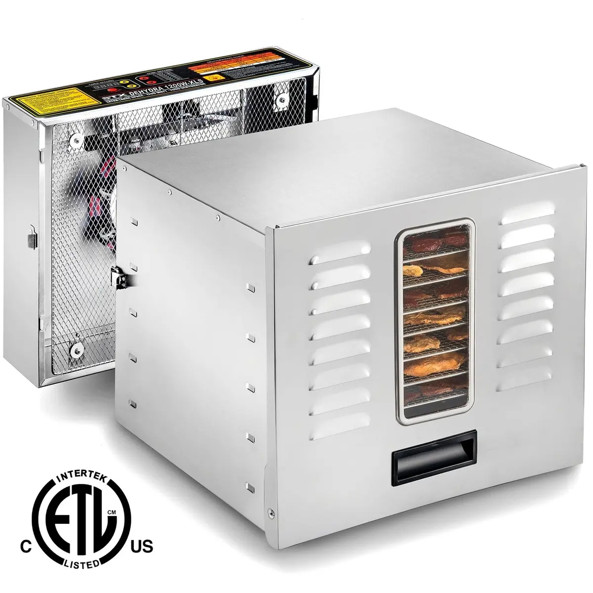 Dehydra 1200W Stainless Steel Food Dehydrator 10-Tray 165°F Jerky Safe Design 1