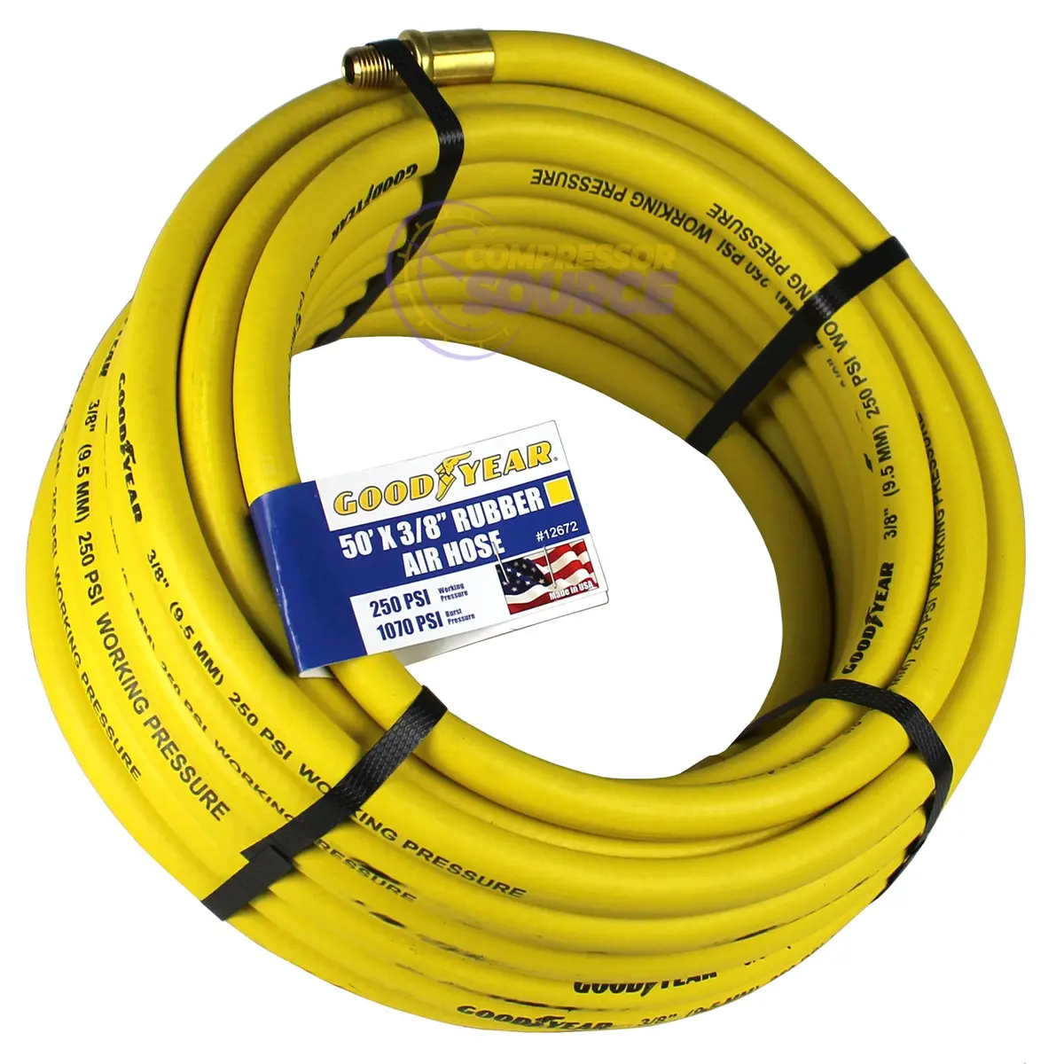 Goodyear Rubber Air Hose 50' Ft. X 3/8" In. 250 Psi Air Compressor Hose 12672 1
