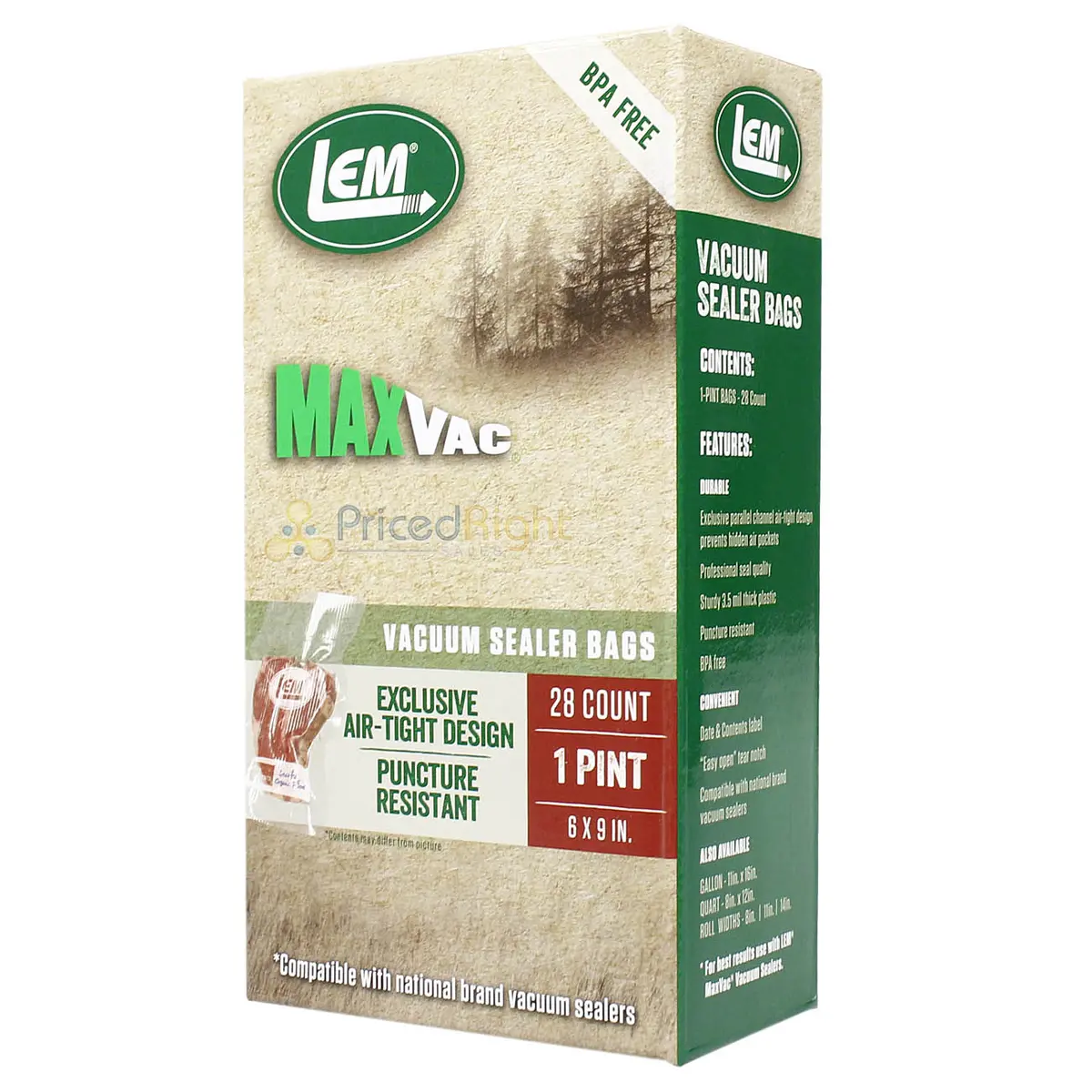 Lem Maxvac 28 Count 6" X 9" Pint Size Air Tight Vacuum Sealer Bags Bpa Free 1386 1