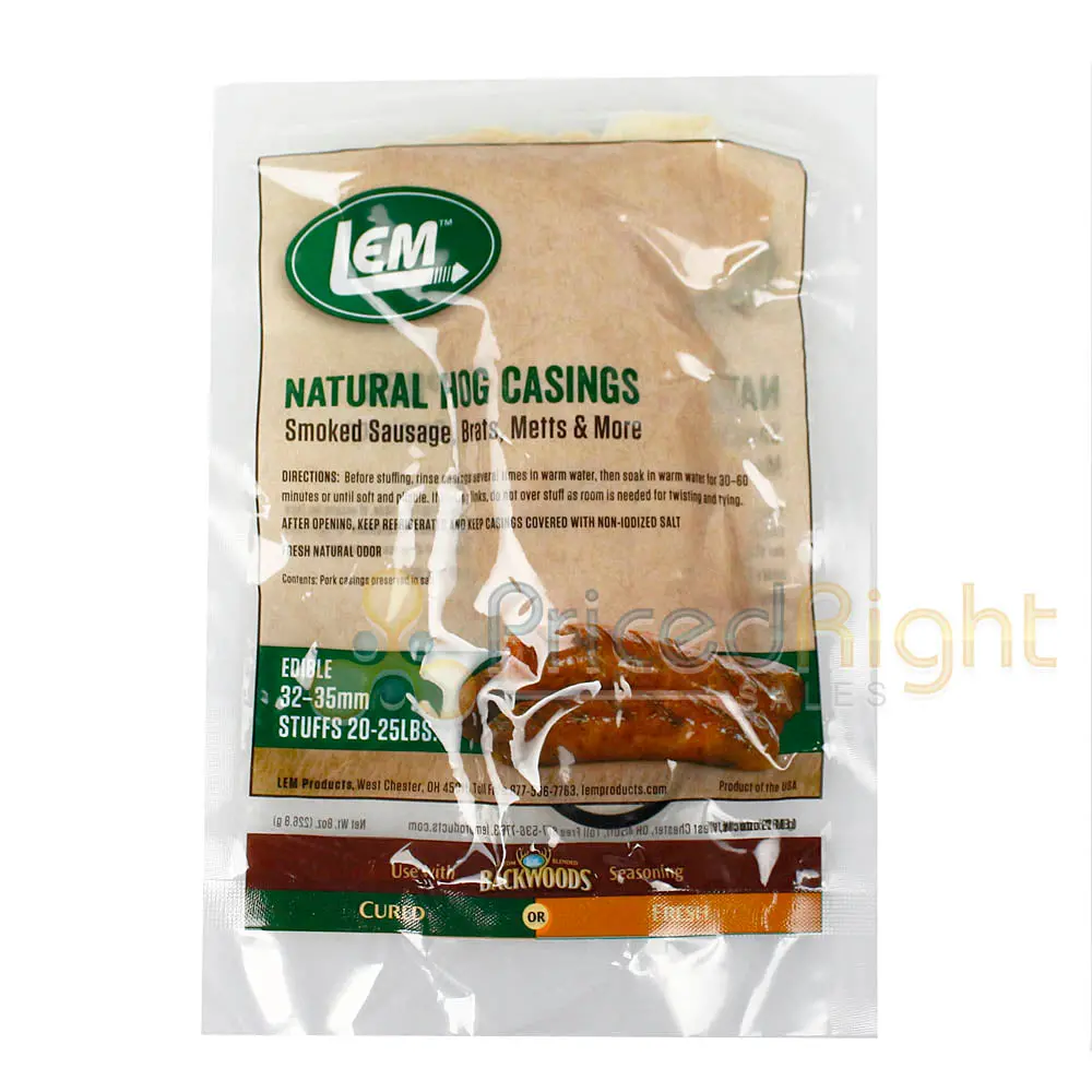 Lem All Natural Hog Casings For Sausage, Brats, Franks Stuff 20-25 Pounds 8 Oz 1