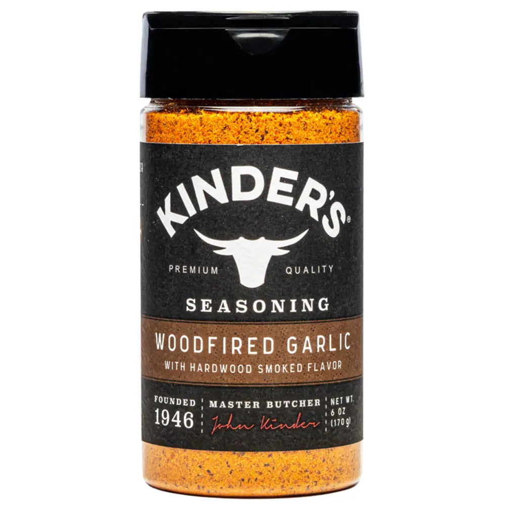 Kinder's Woodfired Garlic Seasoning For Beef Poultry Pork Seafood 6 Oz Bottle 1