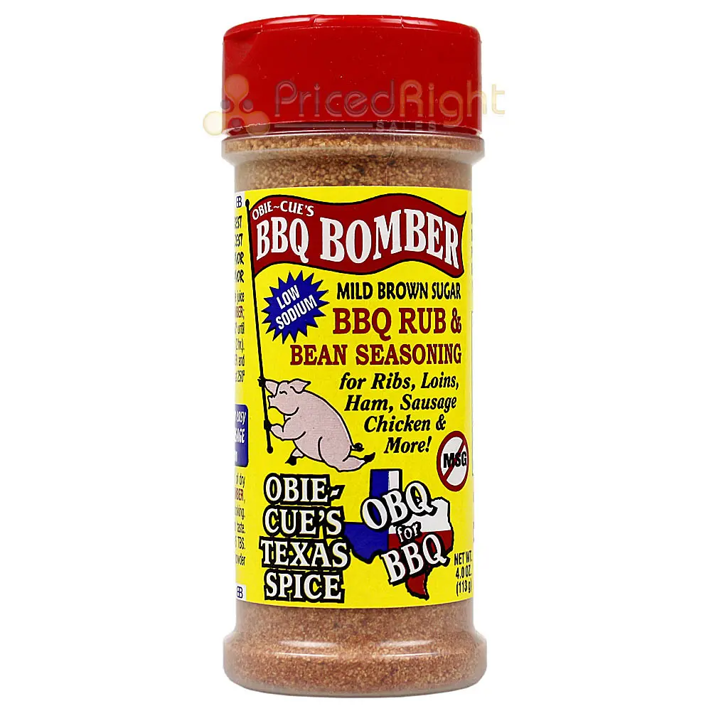 Obie Cues Bbq Bomber Mild Brown Sugar Rub & Bean Seasoning No Gluten Or Msg 4 Oz 1