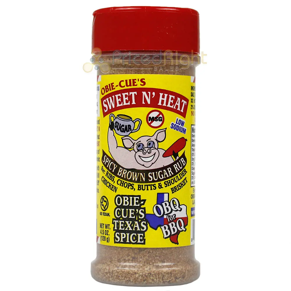 Obie Cue's Sweet N Heat Spicy Brown Sugar Rub Brisket No Msg Low Sodium 4.5 Oz 1