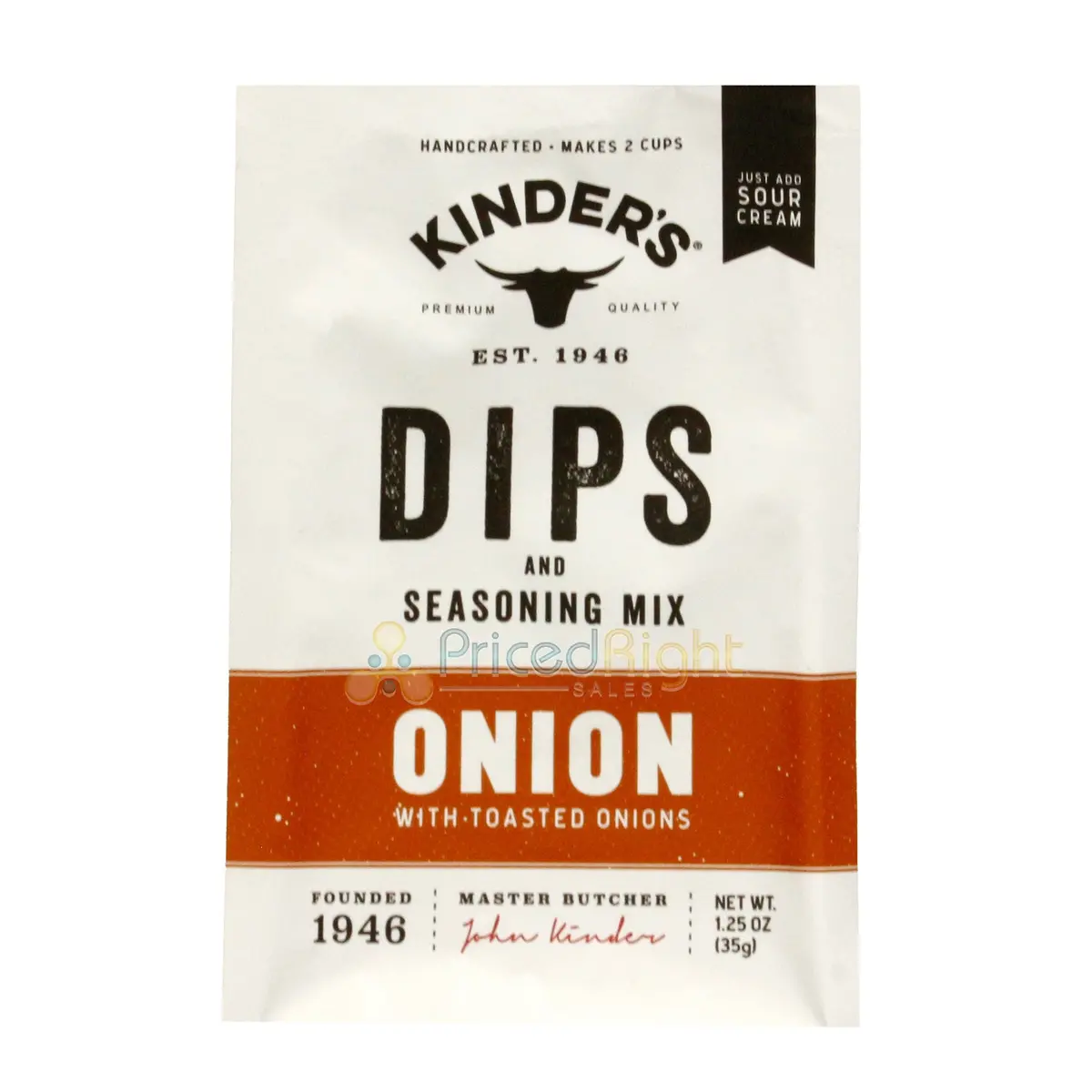 Kinder's Onion Dip And Seasoning Mix Handcrafted With Real Onion 1.25 Oz Package 1