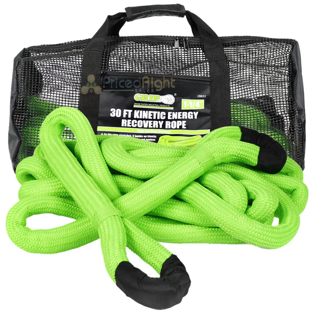 Grip Tools 30' Foot X 1-1/4" Inch Kinetic Energy Recovery Tow Rope 28822 1
