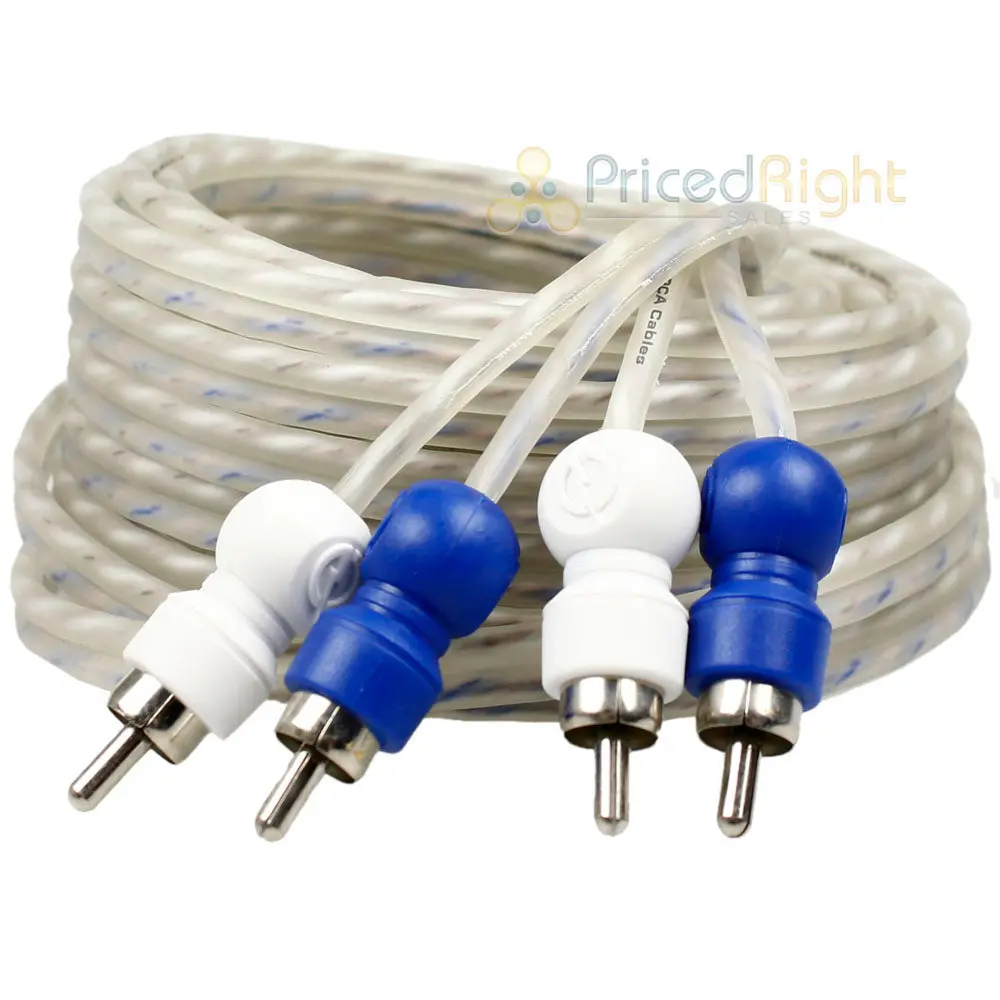 2 Channel Rca Cable 17 Ft Twisted Wire Audio Cables Interconnect Blue White 1