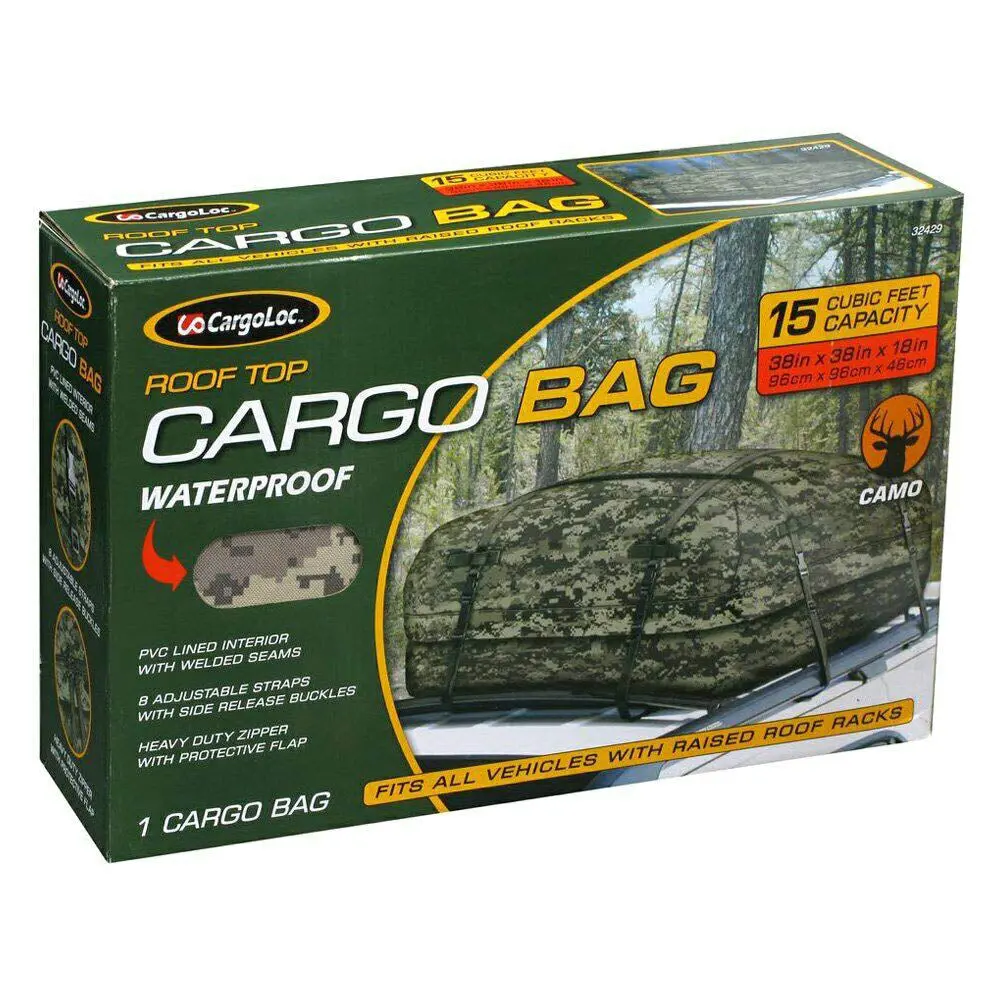 Cargoloc Deluxe Roof Top Cargo Bag In Camo Waterproof  15 Cubic Feet  32429 1