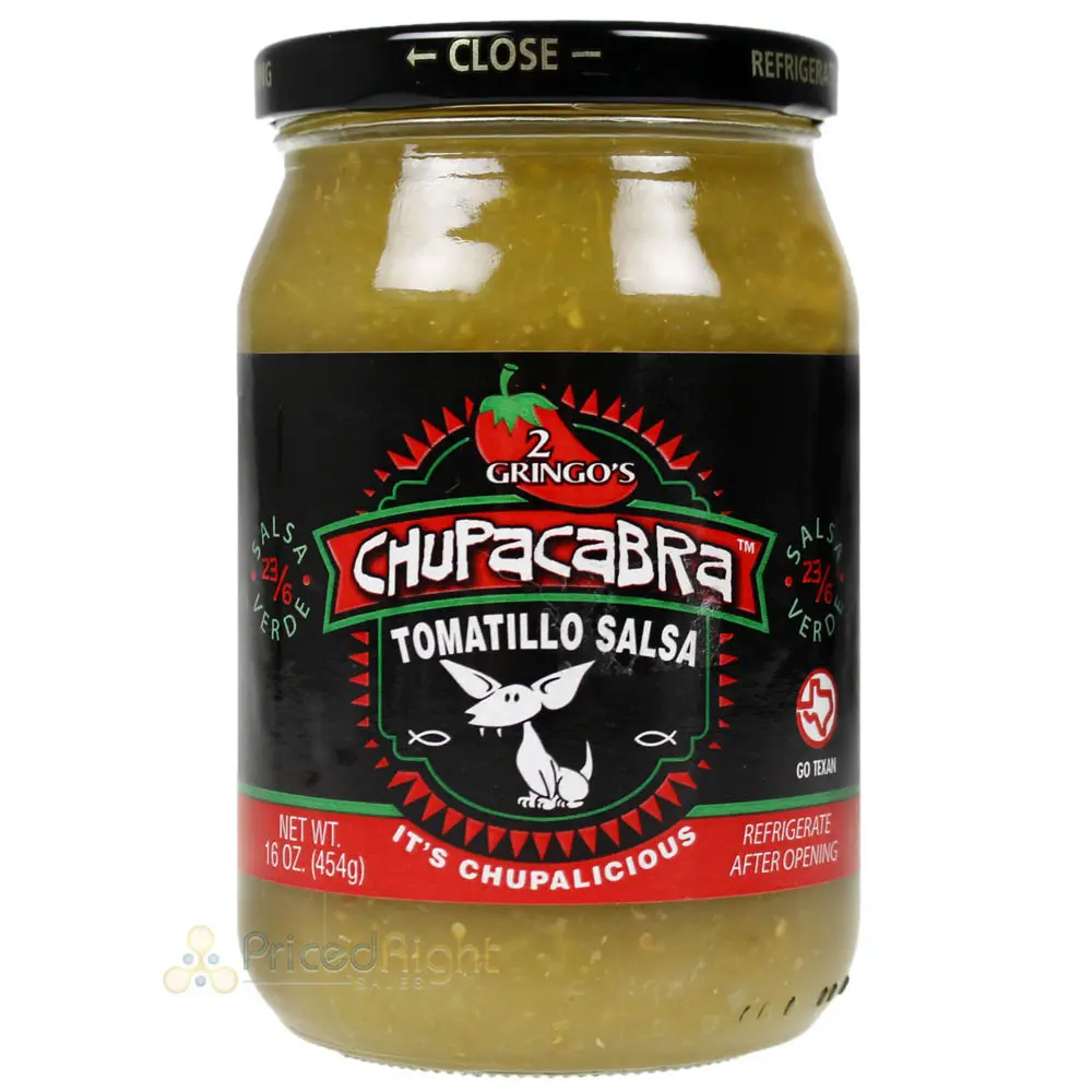 2 Gringos Chupacabra Salsa Verde 16 Oz Tomatillo Jalapenos Garlic Onion Single 1