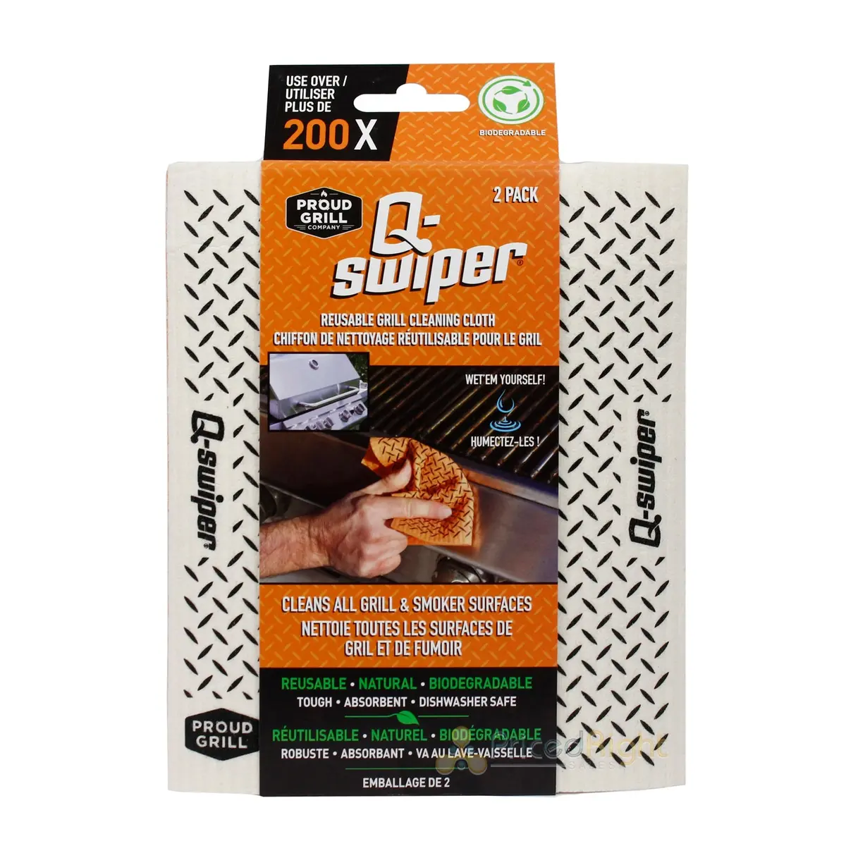 Q-Swiper Reusable Biodegradable Grill Cleaning Cloths Cellulose/Cotton 2 Pack 1