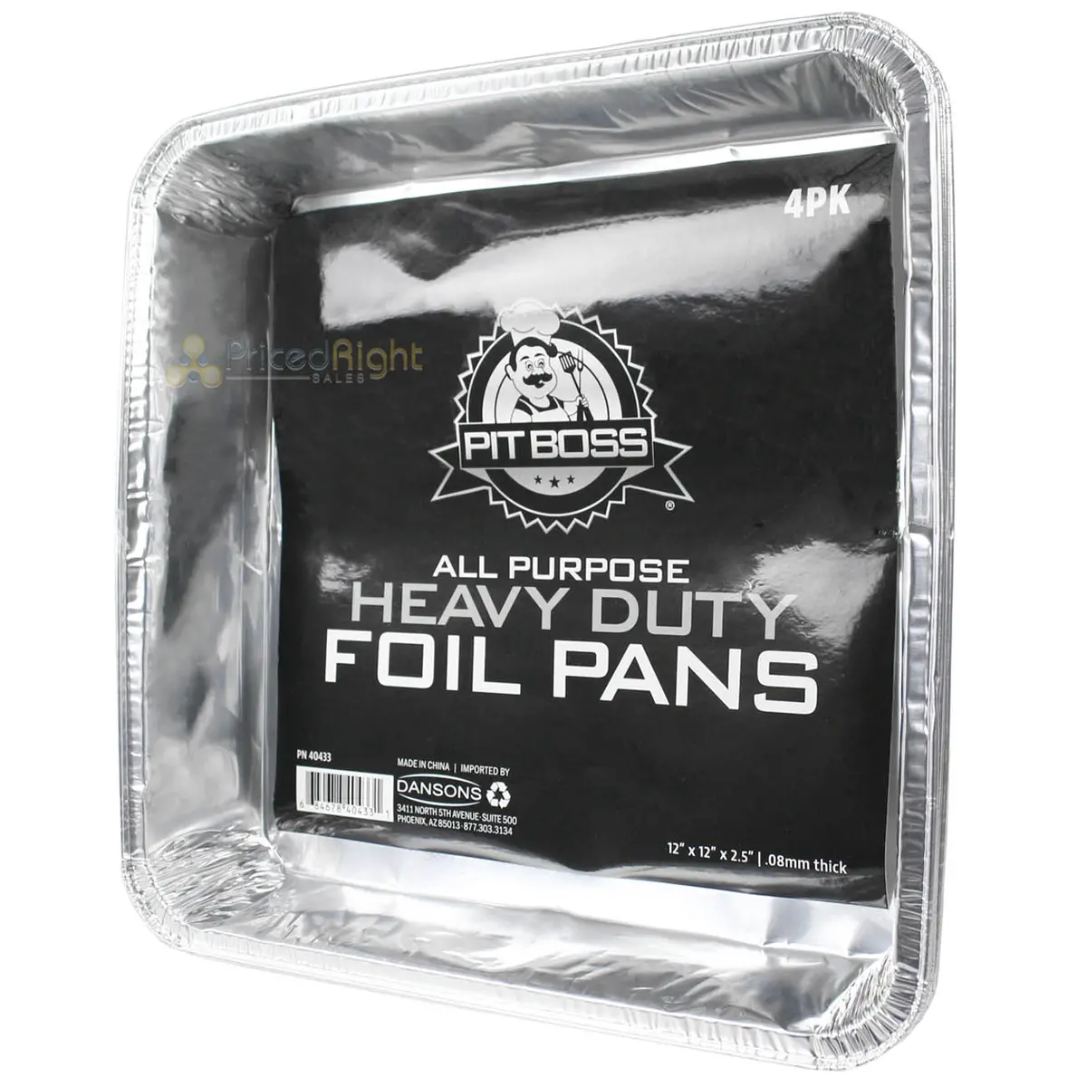 Pit Boss 12" X 12" X 2.5" All Purpose Thick Heavy Duty Foil Pans 4 Pack 40433 1
