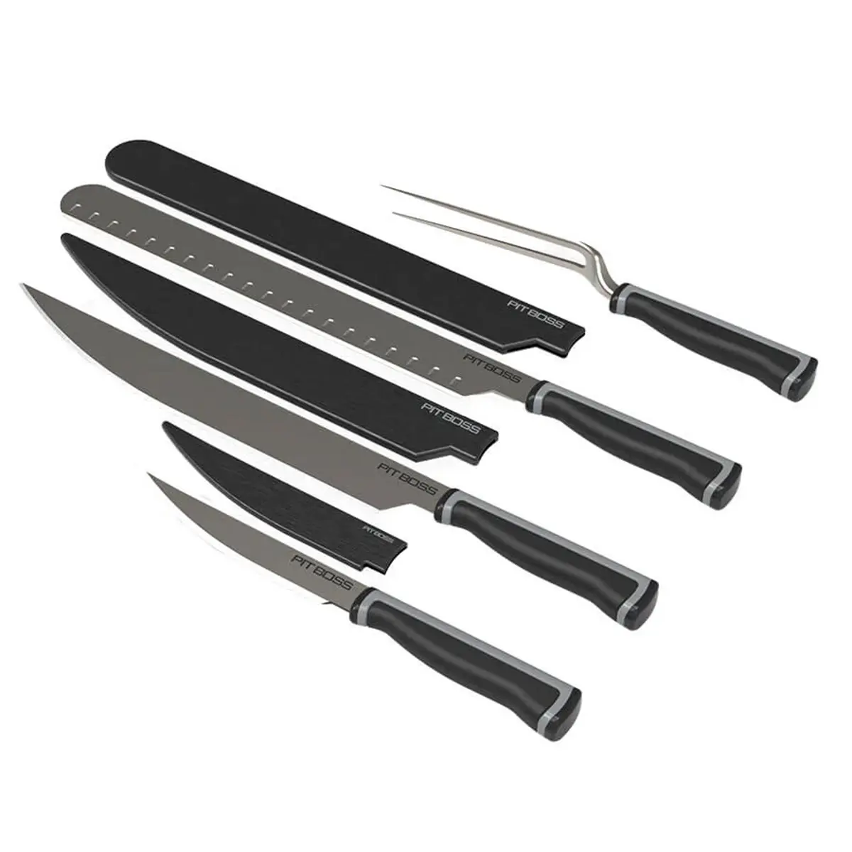 Pit Boss 4 Piece Bbq Knife Set Stainless Steel Brisket Slice Trim Fork 41063 1