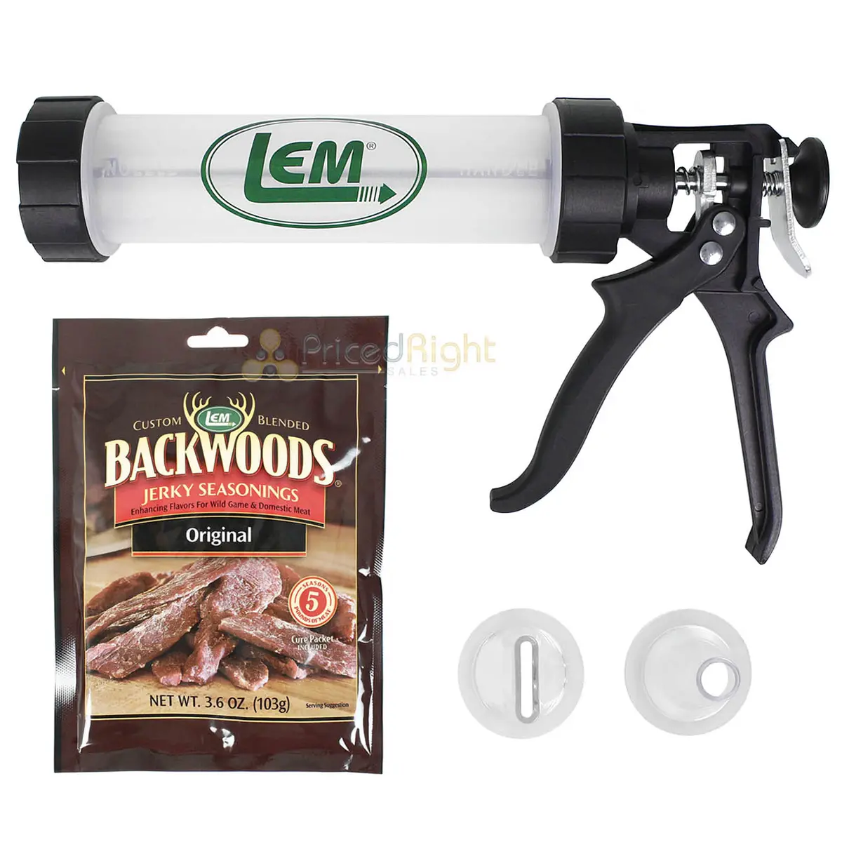 Lem Jerky Gun Kit With Round And Flat Nozzles And Original Seasoning Packet 555 1