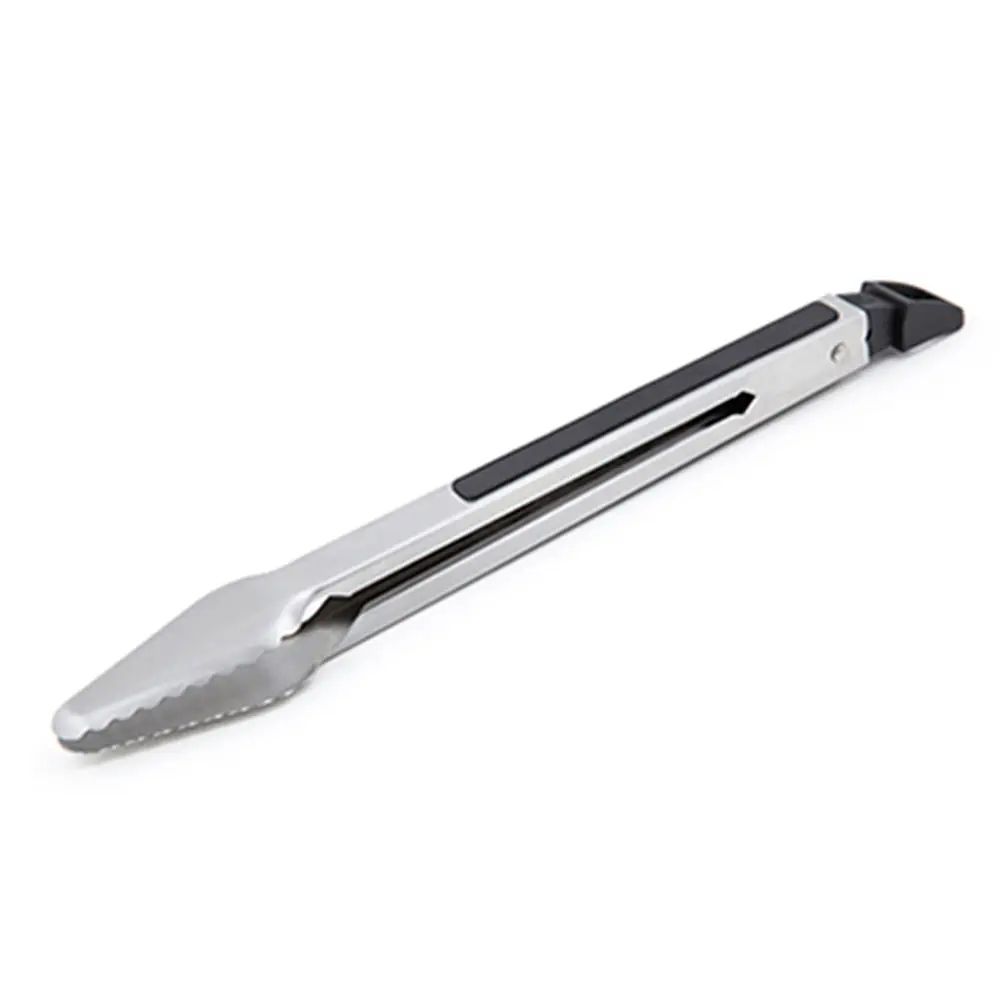 Broil King 12" Baron Tongs Stainless Steel Double Scalloped Tips Soft Grip 64036 1