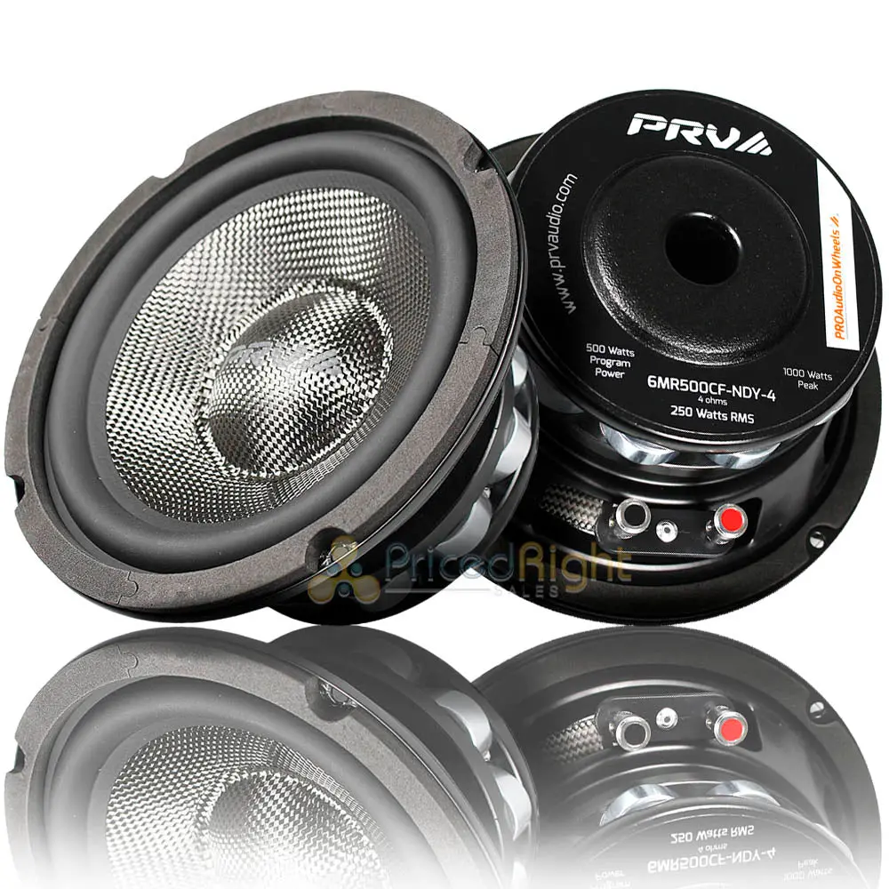 Pair Prv Audio 6.5" Mid Range Loudspeakers 500 Watts Max 4 Ohm 6Mr500cf-Ndy-4 1