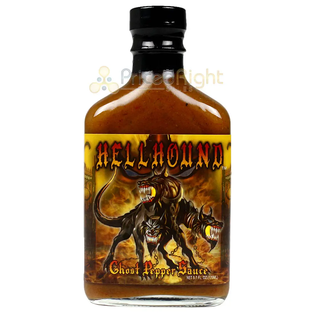 Sauce Crafters Hellhound Ghost Pepper Hot Sauce Caribbean Mustard 5.7 Oz Bottle 1