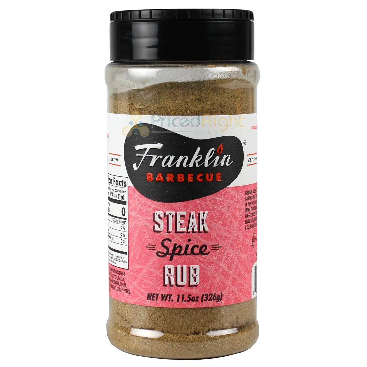Franklin Bbq Steak Spice Rub 11.5 Oz Gluten And Msg Free 86000533805 1
