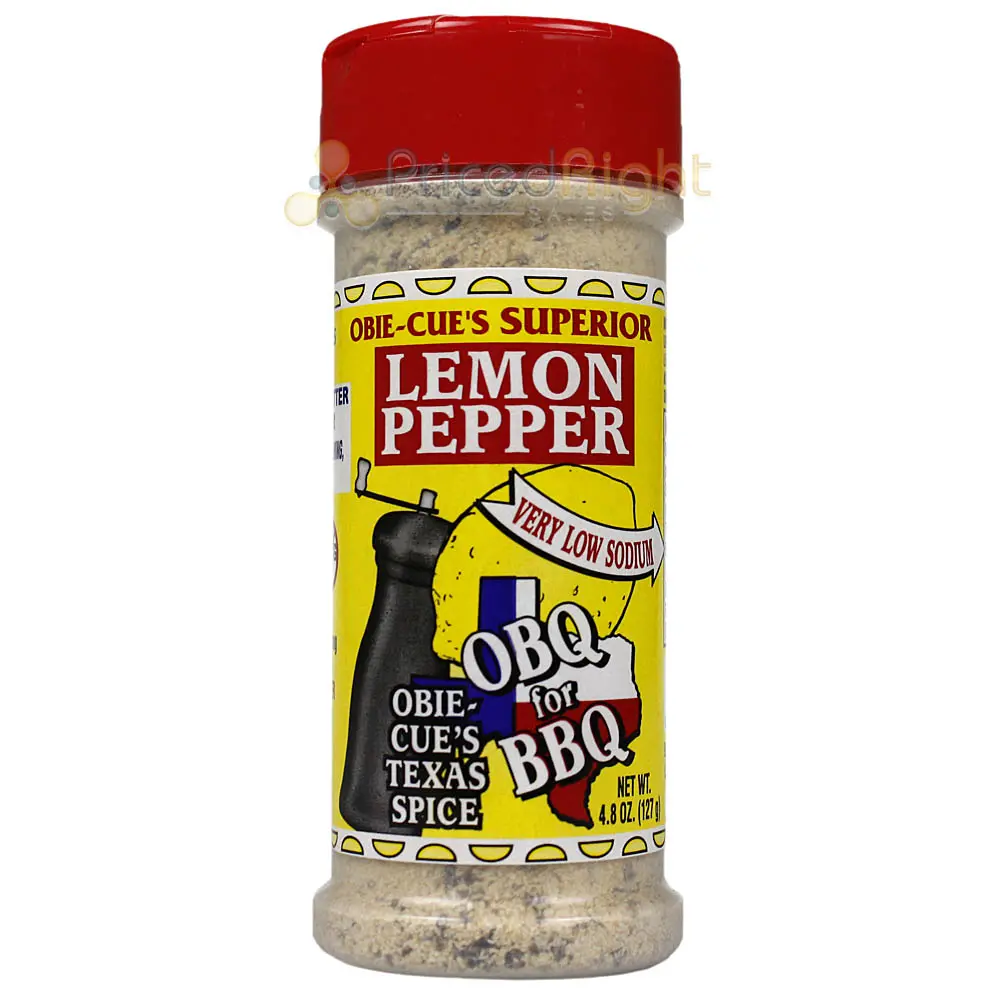 Obie Cue's Lemon Pepper Seasoning Low Sodium Poultry Fish Gluten Free 4.8 Oz 1