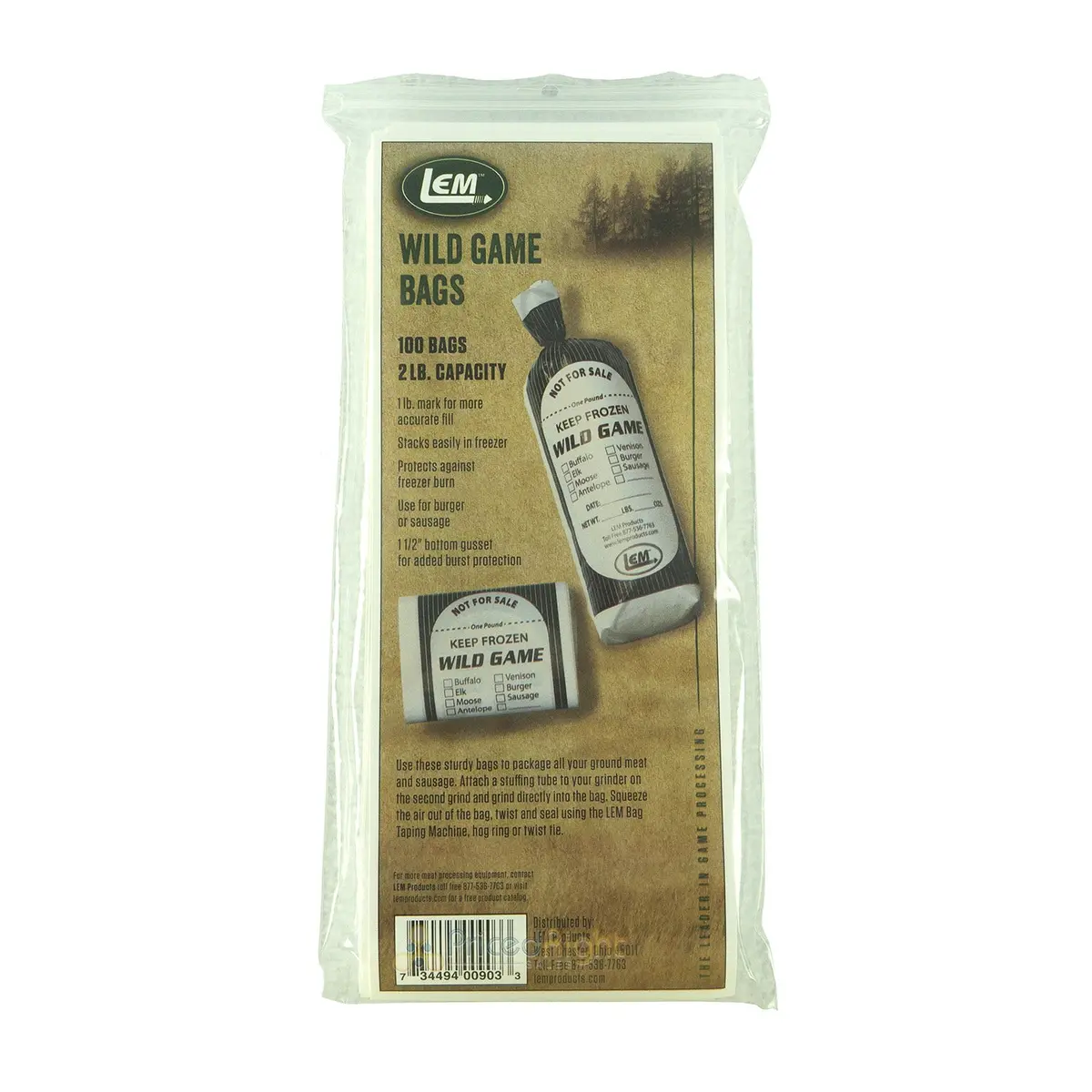 Lem Wild Game Bags 2 Pound Freezer Storage 100 Count Ground Meat Packaging 903 1