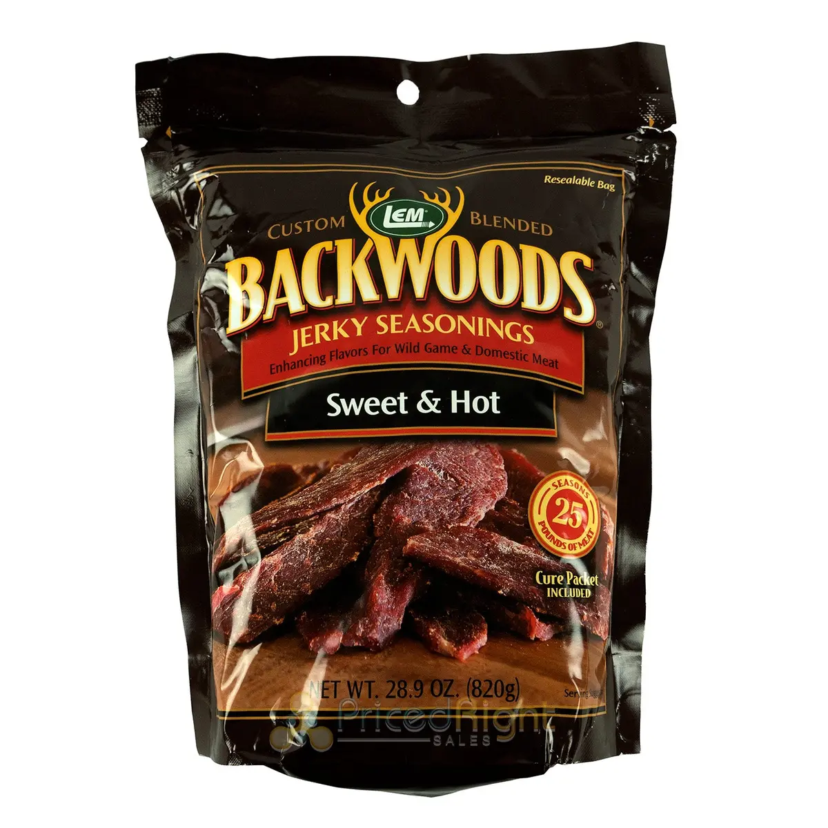 Backwoods Sweet & Hot Jerky Seasoning For 25 Lbs Meat W/ Cure Packet Lem 28.9 Oz 1