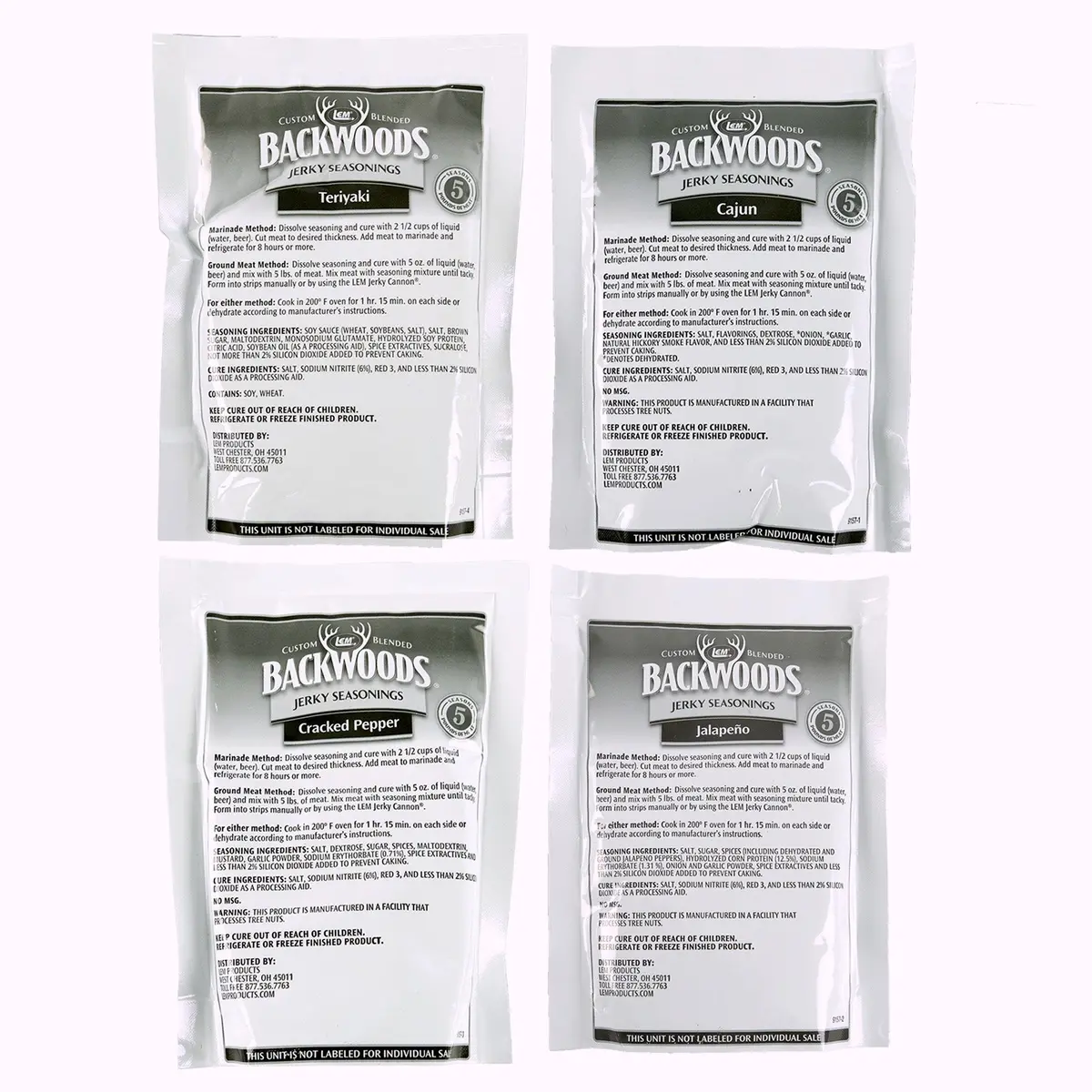 Backwoods Jerky Seasoning Cajun Jalapeno Cracked Pepper Teriyaki Variety Pack 1