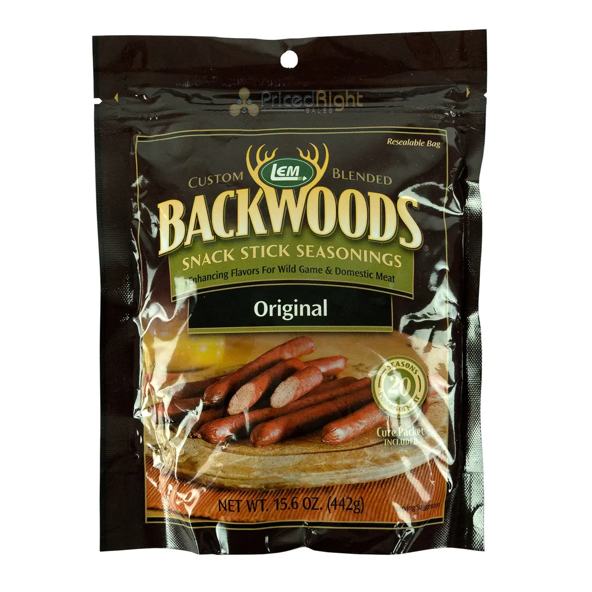 Backwoods Original Snack Stick Seasoning 20 Lbs Meat W/ Cure Packet Lem 15.6 Oz 1