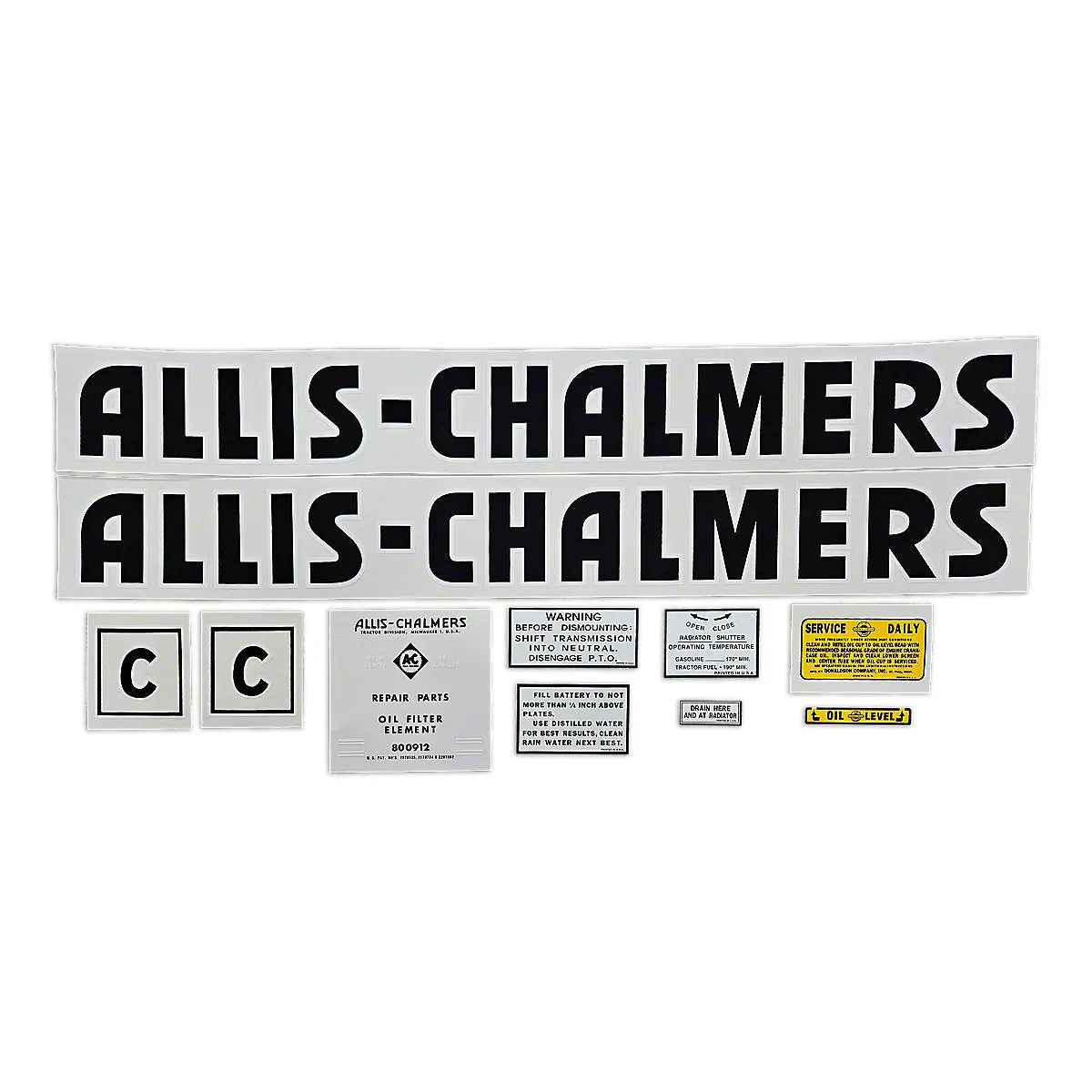 Mylar Decal Set Fits 1944 & Up Allis Chalmers C Tractor 1