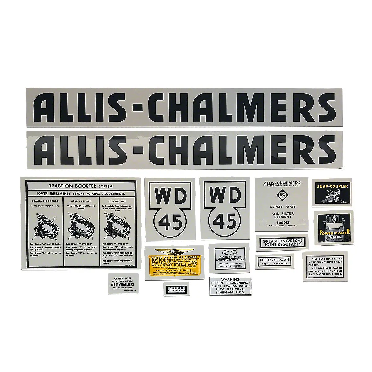 Mylar Decal Set Fits Allis Chalmers Wd45 Tractor 1