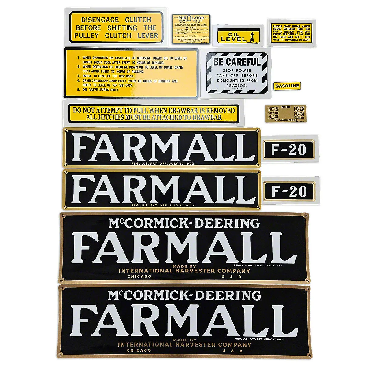 Mylar Decal Set Fits International F-20 Tractor 1
