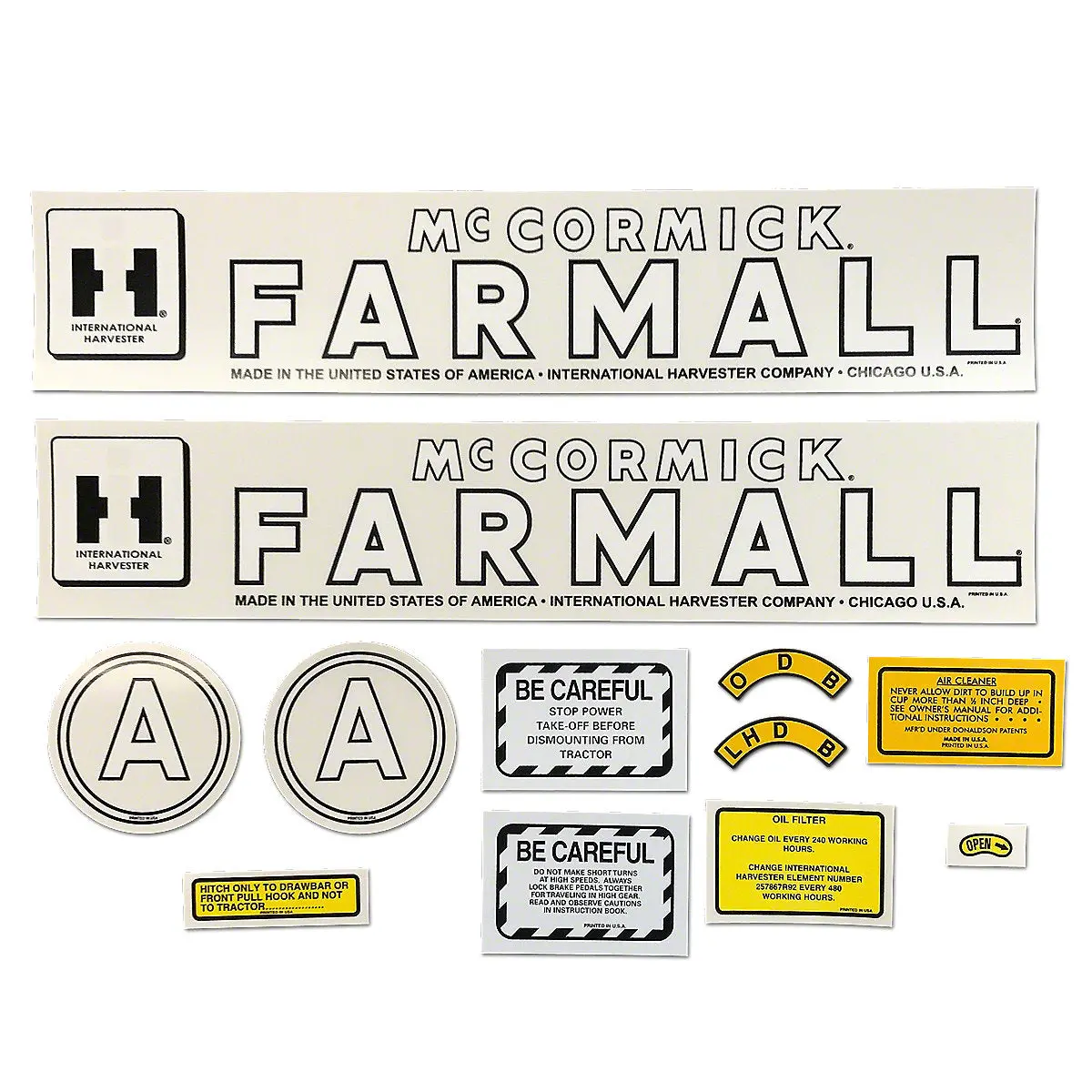 Mylar Decal Set Fits 1945-1952 International A Tractor 1