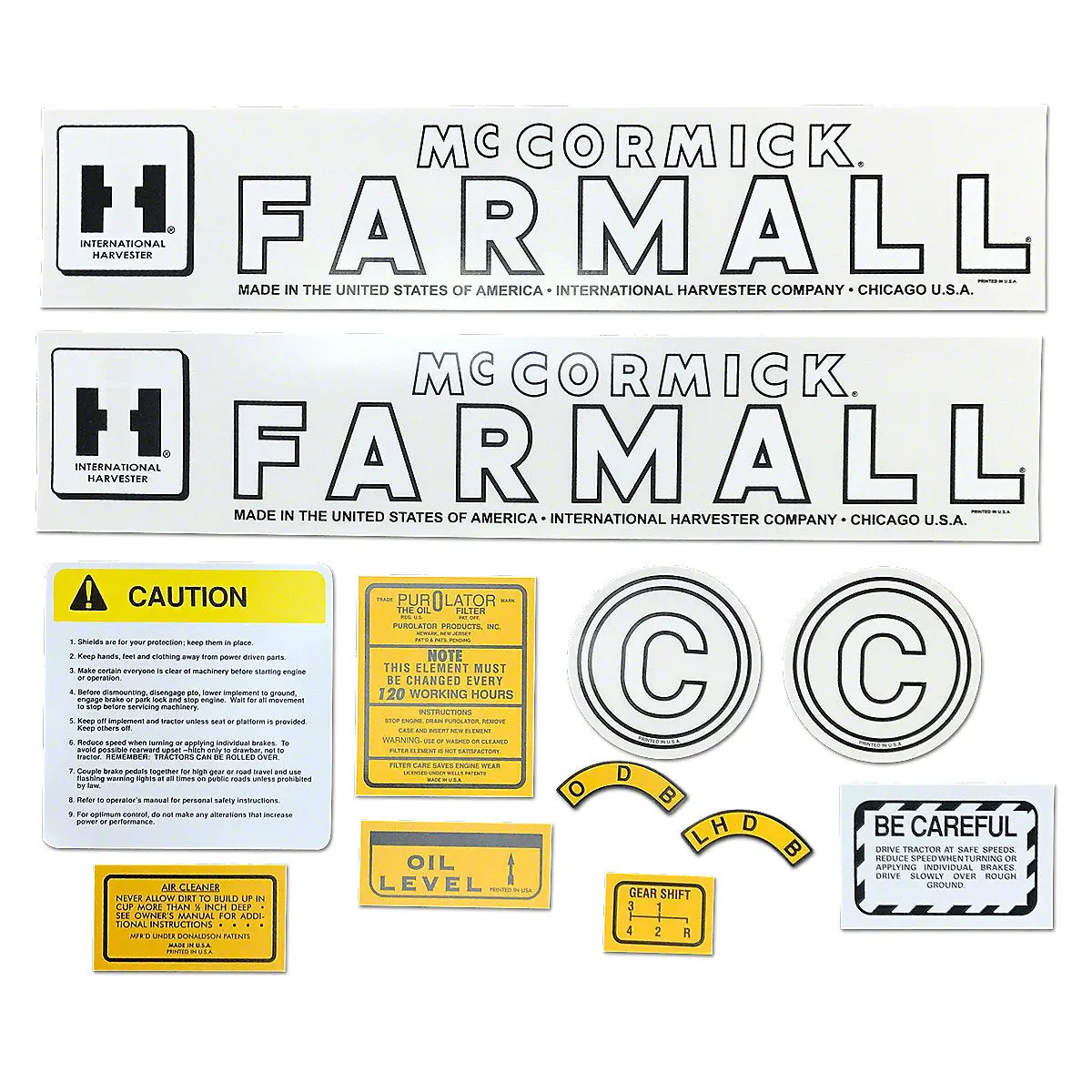 Mylar Decal Set Fits 1945-1953 International C Tractor 1