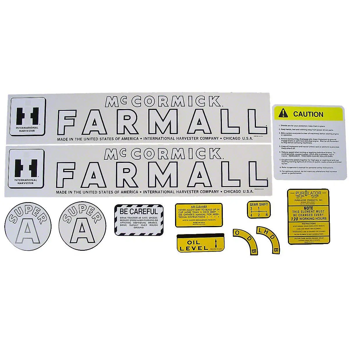 Mylar Decal Set Fits 1947-1954 International Super A Tractor 1