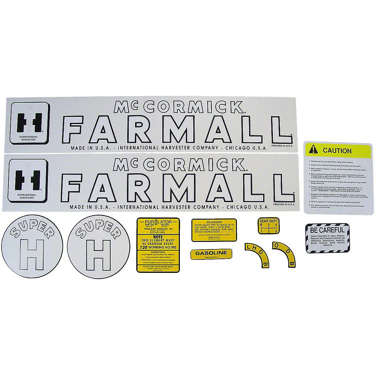 Mylar Decal Set Fits 1953-1954 International Super H Tractor 1