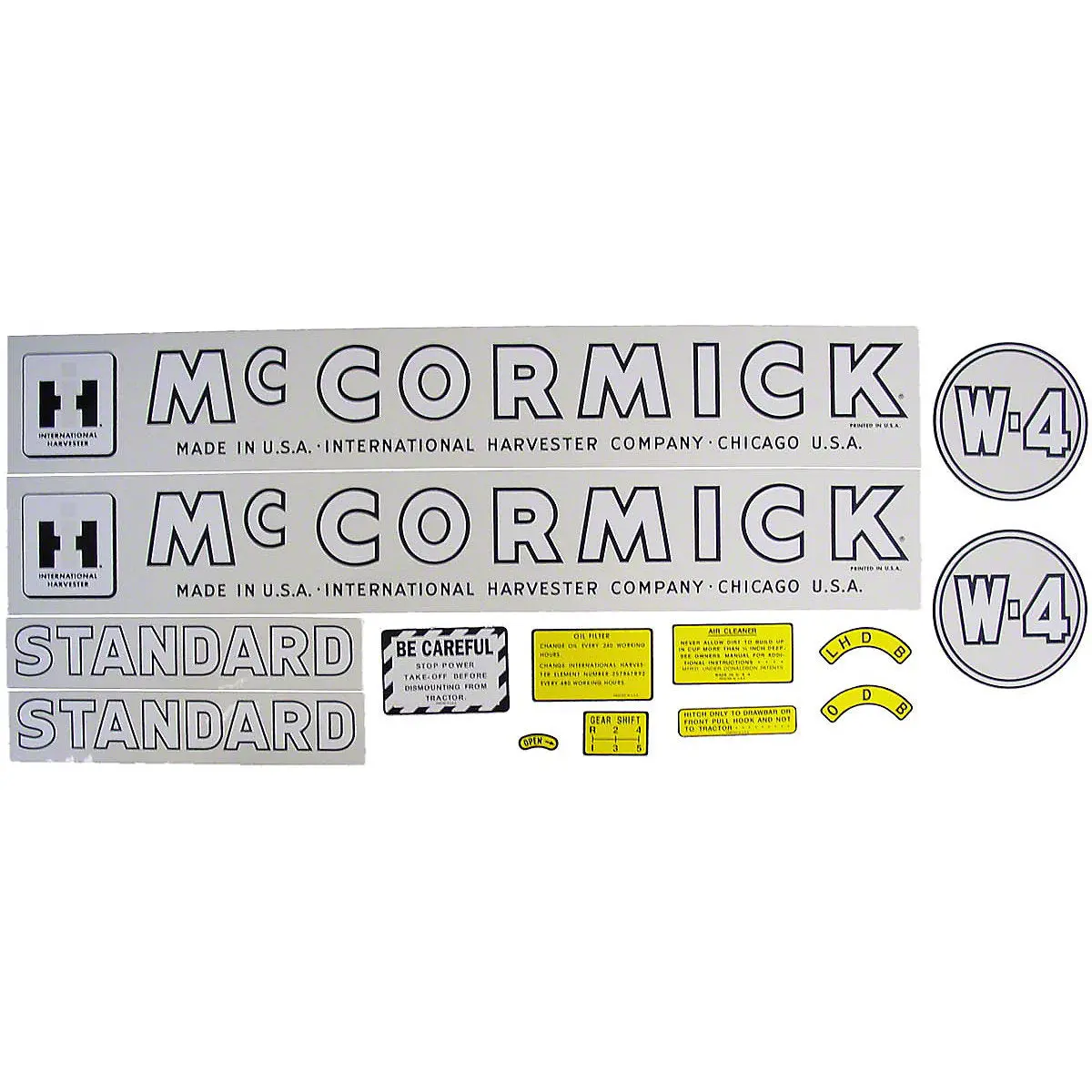 Mylar Decal Set Fits 1945-1952 International W4 Tractor 1