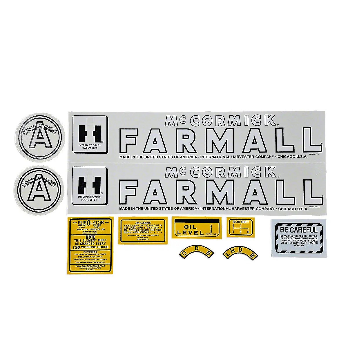 Mylar Decal Set Fits 1945-1952 International A Culti-Vision Tractor 1