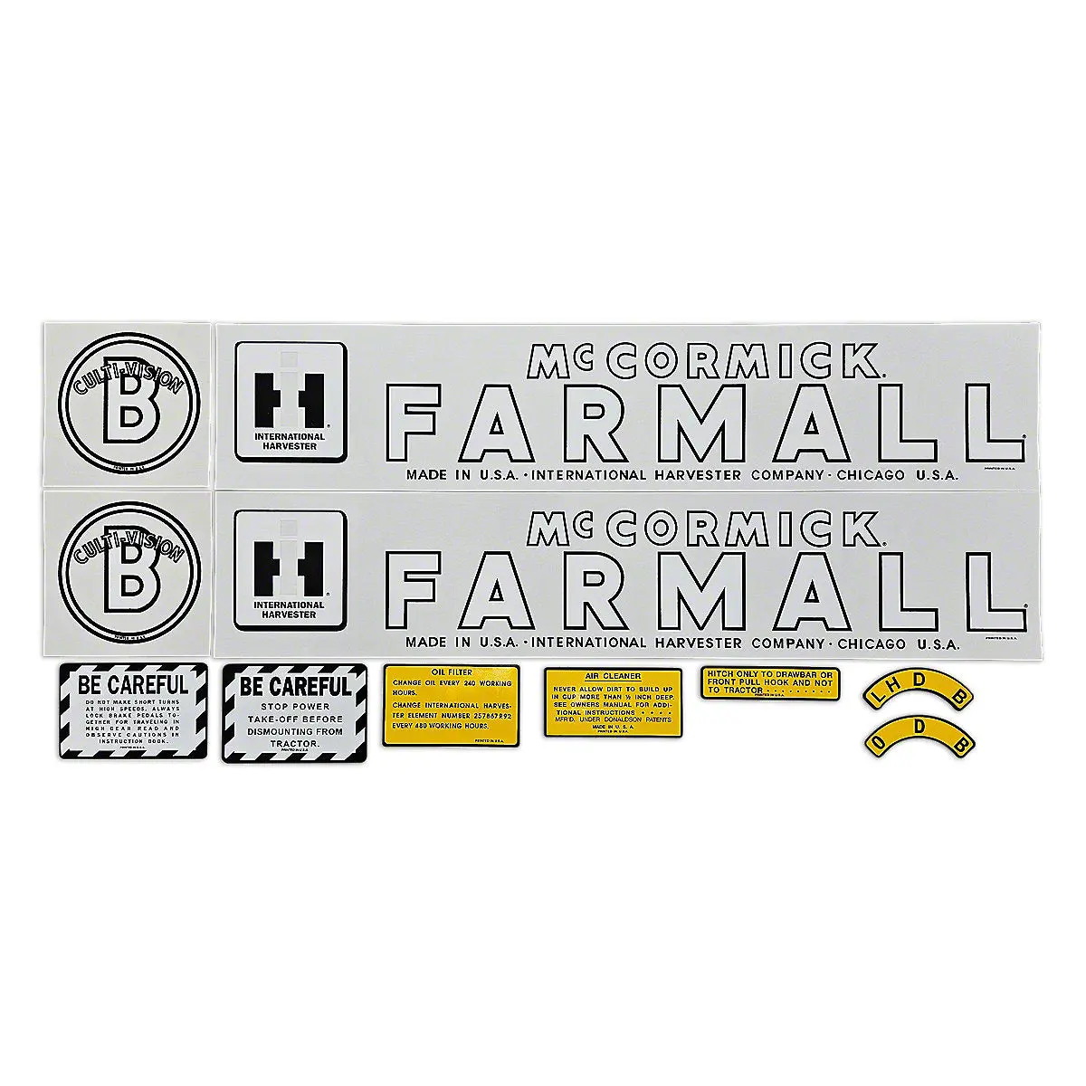 Mylar Decal Set Fits 1945-1952 International B Culti-Vision Tractor 1